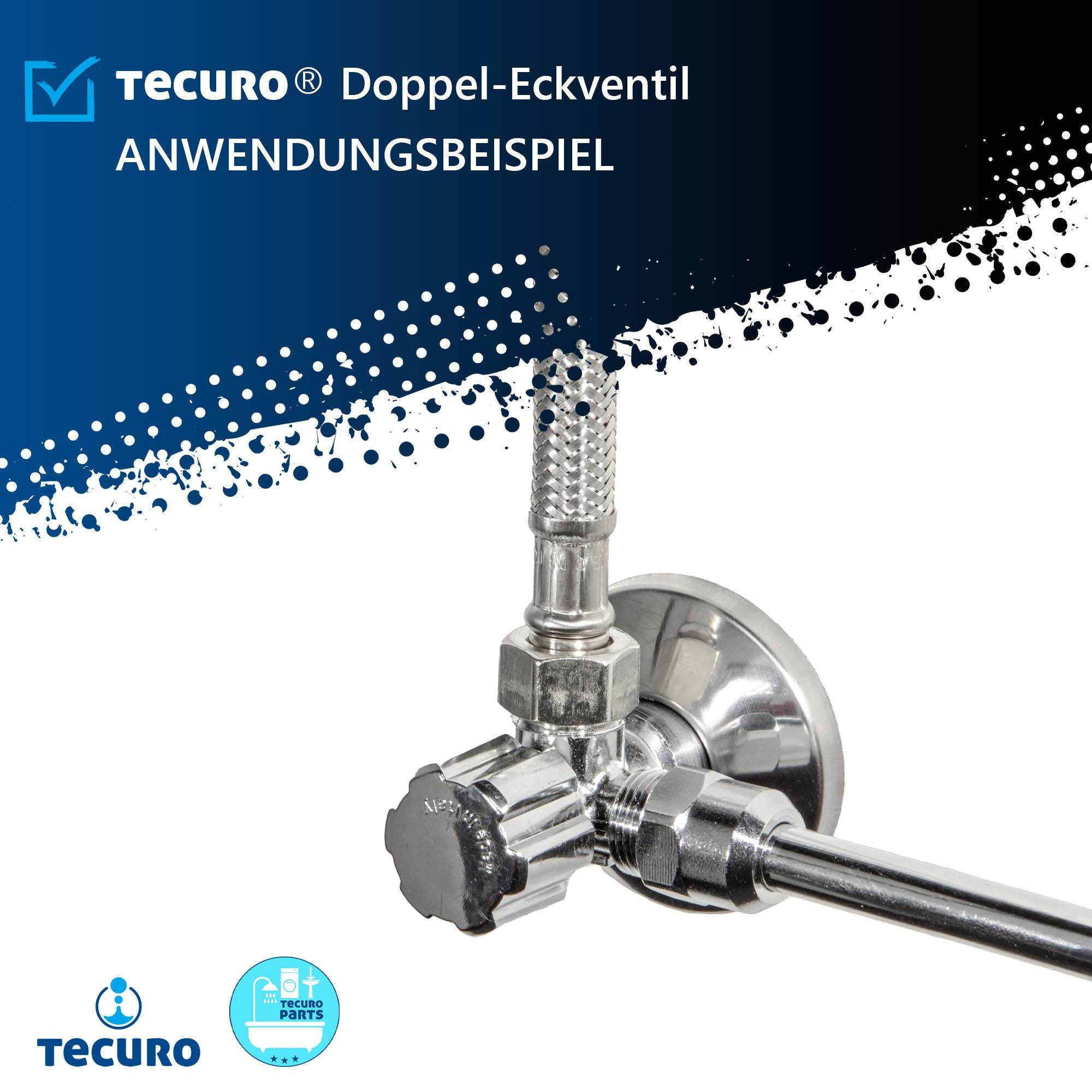 tecuro Eckventil Doppeleckventil Eckventil 1/2 Zoll (DN 15), mit 3/8 Zoll Abgängen