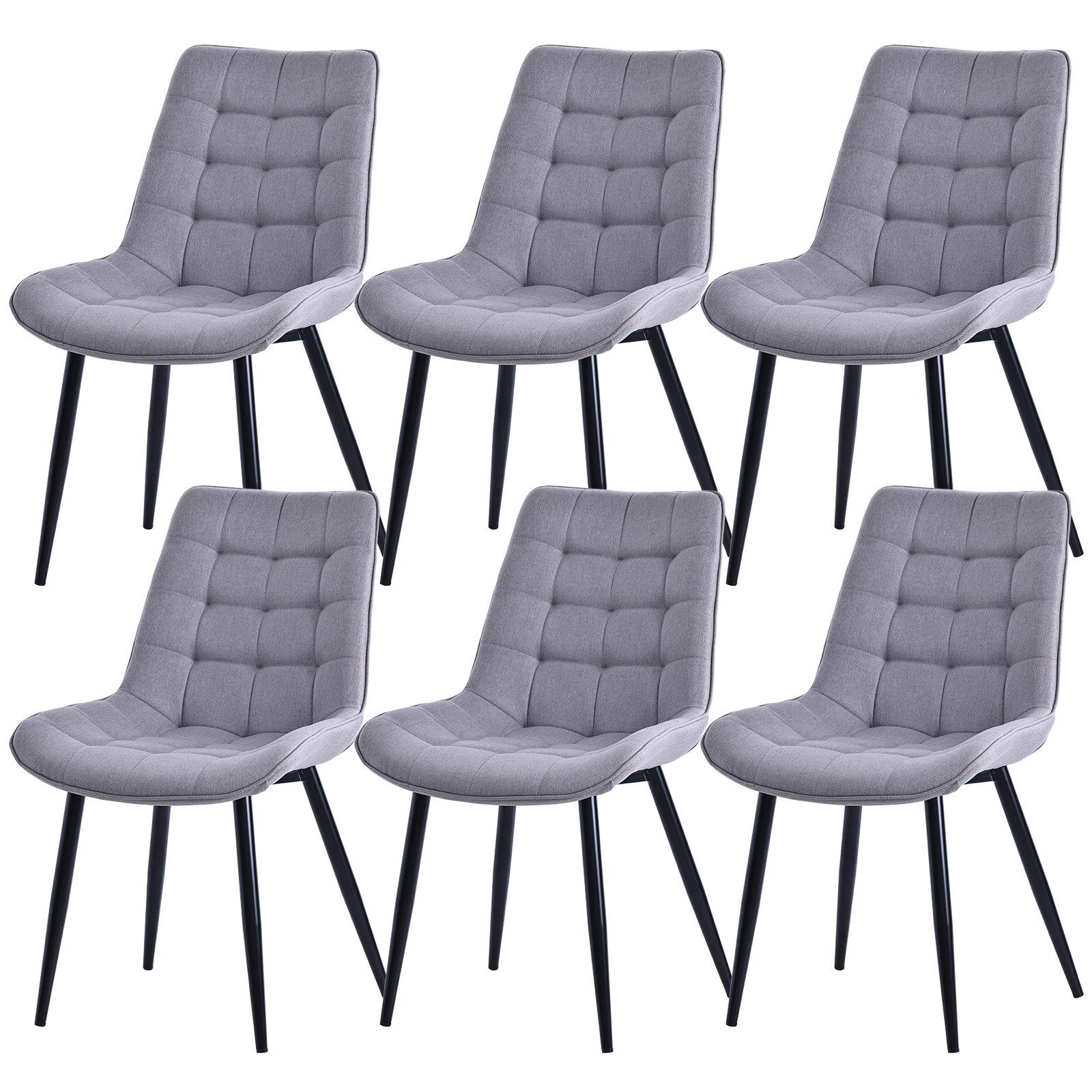 HOMAVO Esszimmerstuhl Stuhlset – Polsterstühle, Samt oder Webstoff, Metall-Füße (Nach EN 12520 geprüft, 6 St), mit Ergonomischer Rückenlehne und Metallbeinen