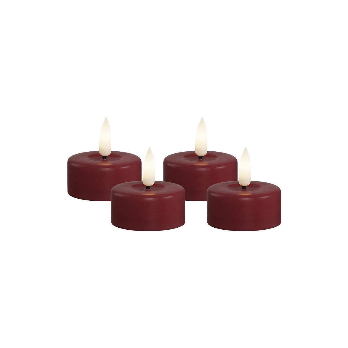 Deluxe Homeart LED-Kerze Bordeaux rote Teelichter 4 stk (Set) von Deluxe Homeart (Durchmesser 3