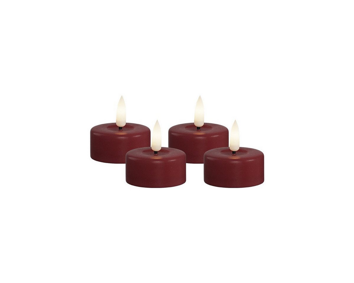 Deluxe Homeart LED-Kerze Bordeaux rote Teelichter 4 stk (Set) von Deluxe Homeart (Durchmesser 3