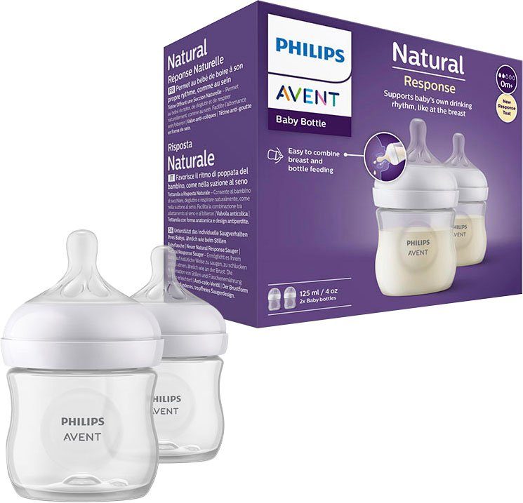 Philips AVENT Babyflasche SCY900/02, 125 ml, 2 ab Stück, 0 Response Natural Monaten