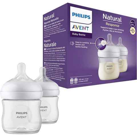 Philips AVENT Babyflasche Natural Response SCY900/02, 2 Stück, 125 ml, ab 0 Monaten