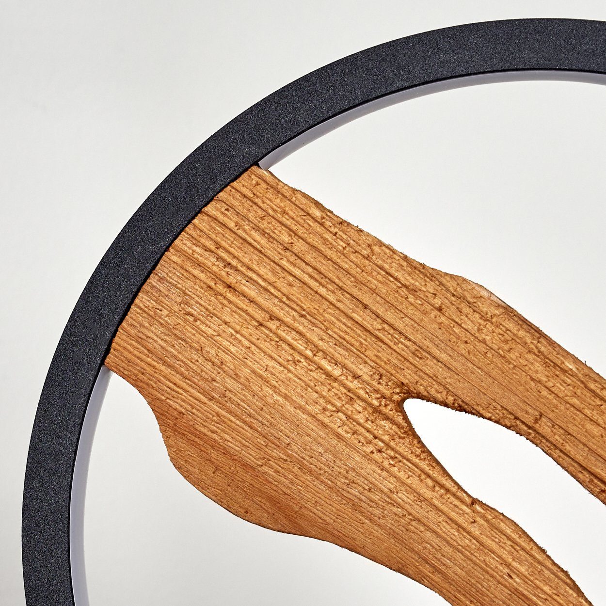 hofstein Stehlampe Stehlampe aus Metall/Holz in Schwarz/Natur, LED fest integriert, 3000 Kelvin, mit Schirmen (27cm), dimmbar über Fußschalter, 30 Watt, 2900 Lumen