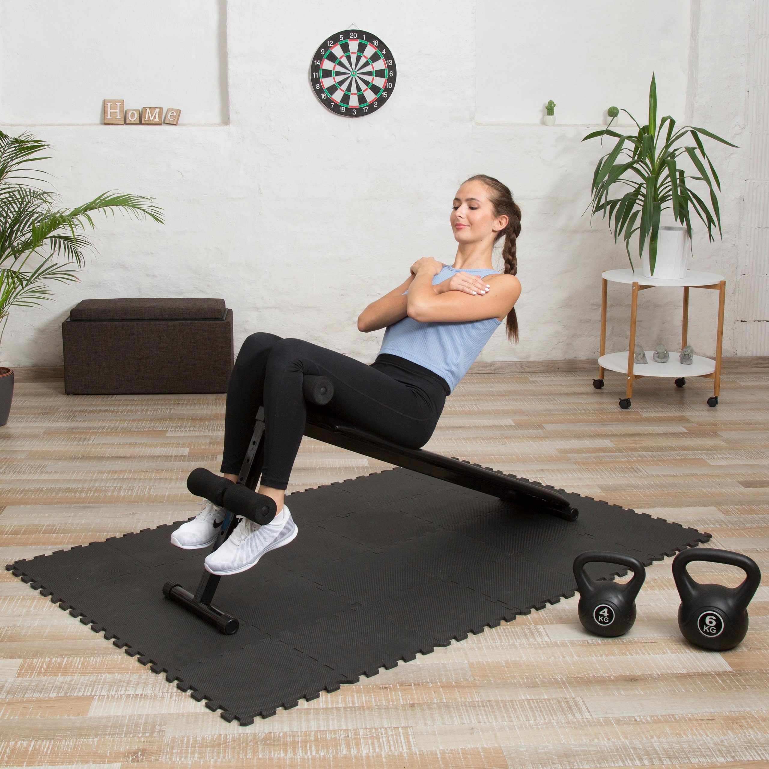 relaxdays Bodenmatte 48 x Bodenschutzmatte Fitnessgeräte Set