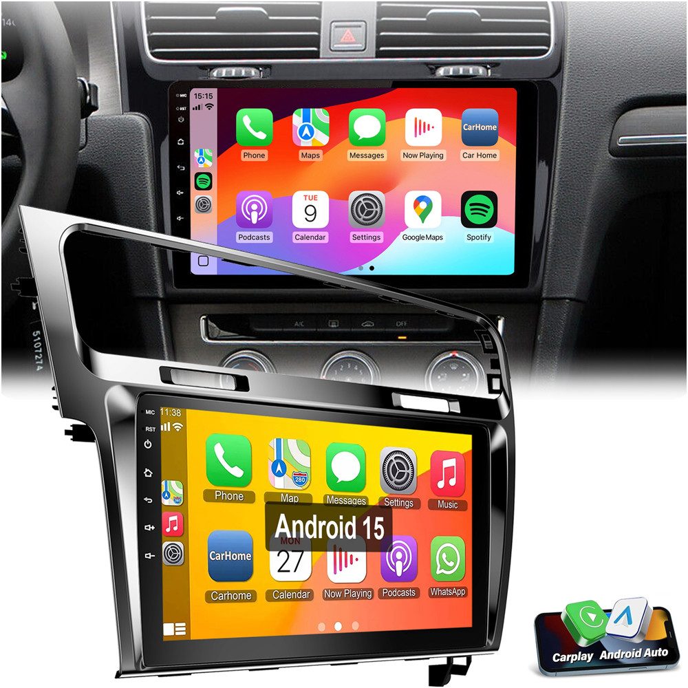 ESSGOO 10.1" Für VW Golf 7 VII MK7 2013-2017 Android 15 Autoradio Autoradio (Digitalradio (DAB), FM, RDS, Carplay GPS NAVI WIFI RDS SWC BT)