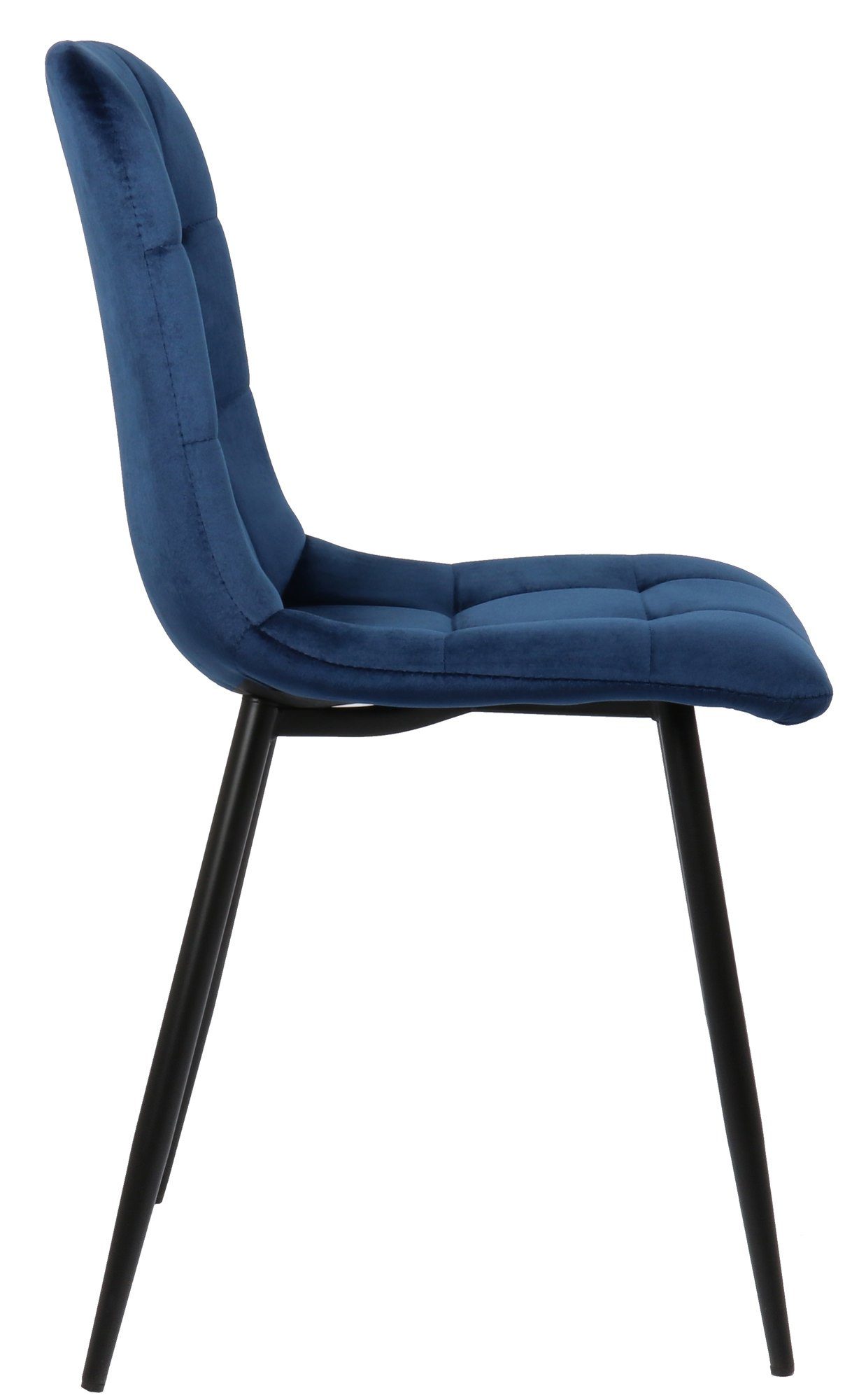 Wohnzimmerstuhl hochwertig - Sitzfläche: blau - - - gepolsterter - TPFLiving Esszimmerstuhl Metall Konferenzstuhl Till (Küchenstuhl Gestell: Samt schwarz Esstischstuhl mit Sitzfläche Polsterstuhl),