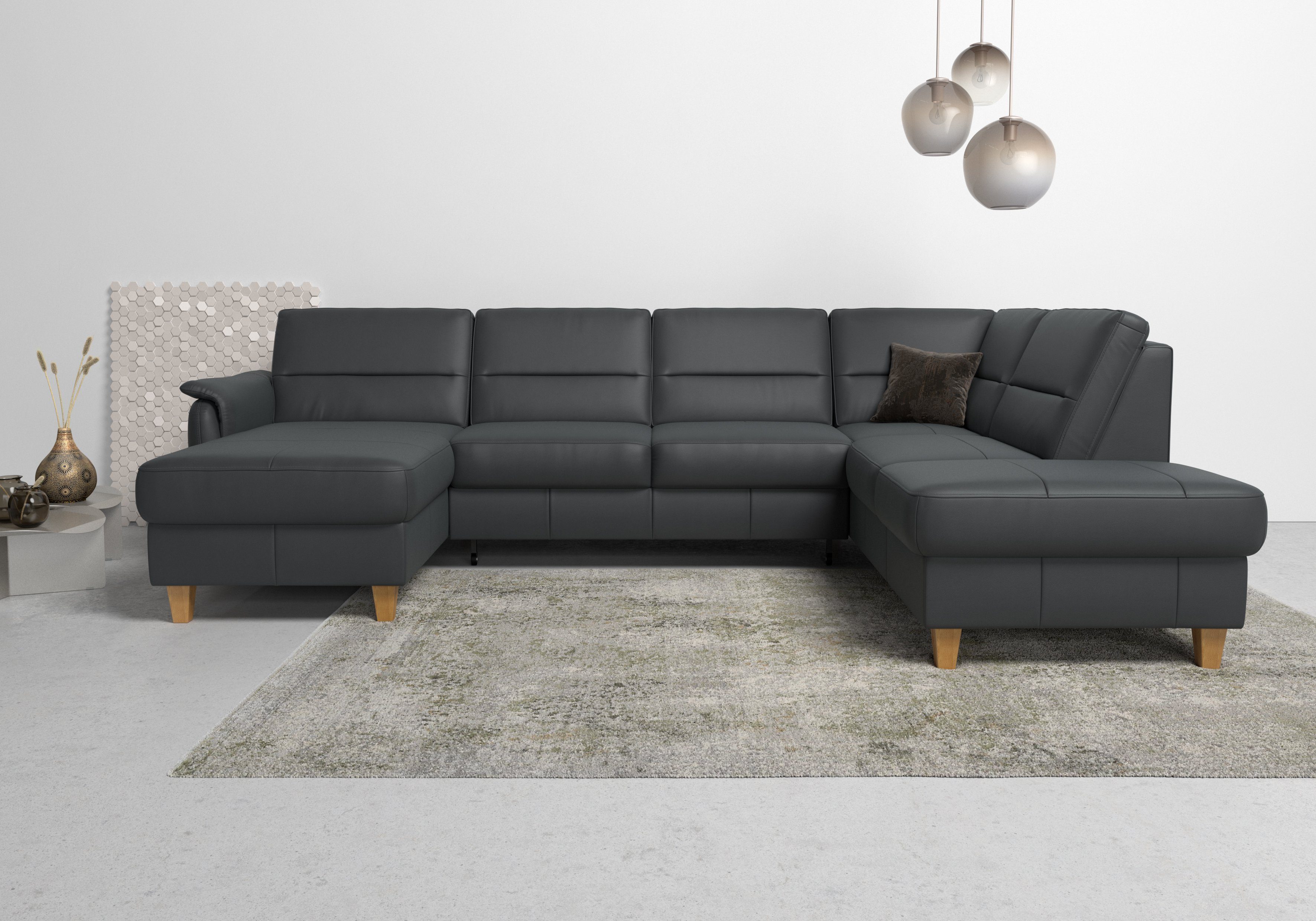 Home affaire Wohnlandschaft Palmera U-Form, B: 308 cm, optional Bettfunktion & Bettkasten, Federkern