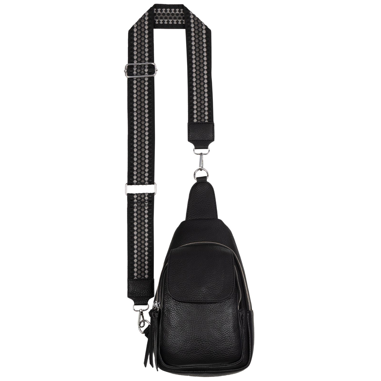 Bag Kunstleder, tragbar als Body CrossOver, Umhängetasche Brusttasche Schultertasche Cross Umhängetasche EAAKIE Schultertasche, BLACK Umhängetasche