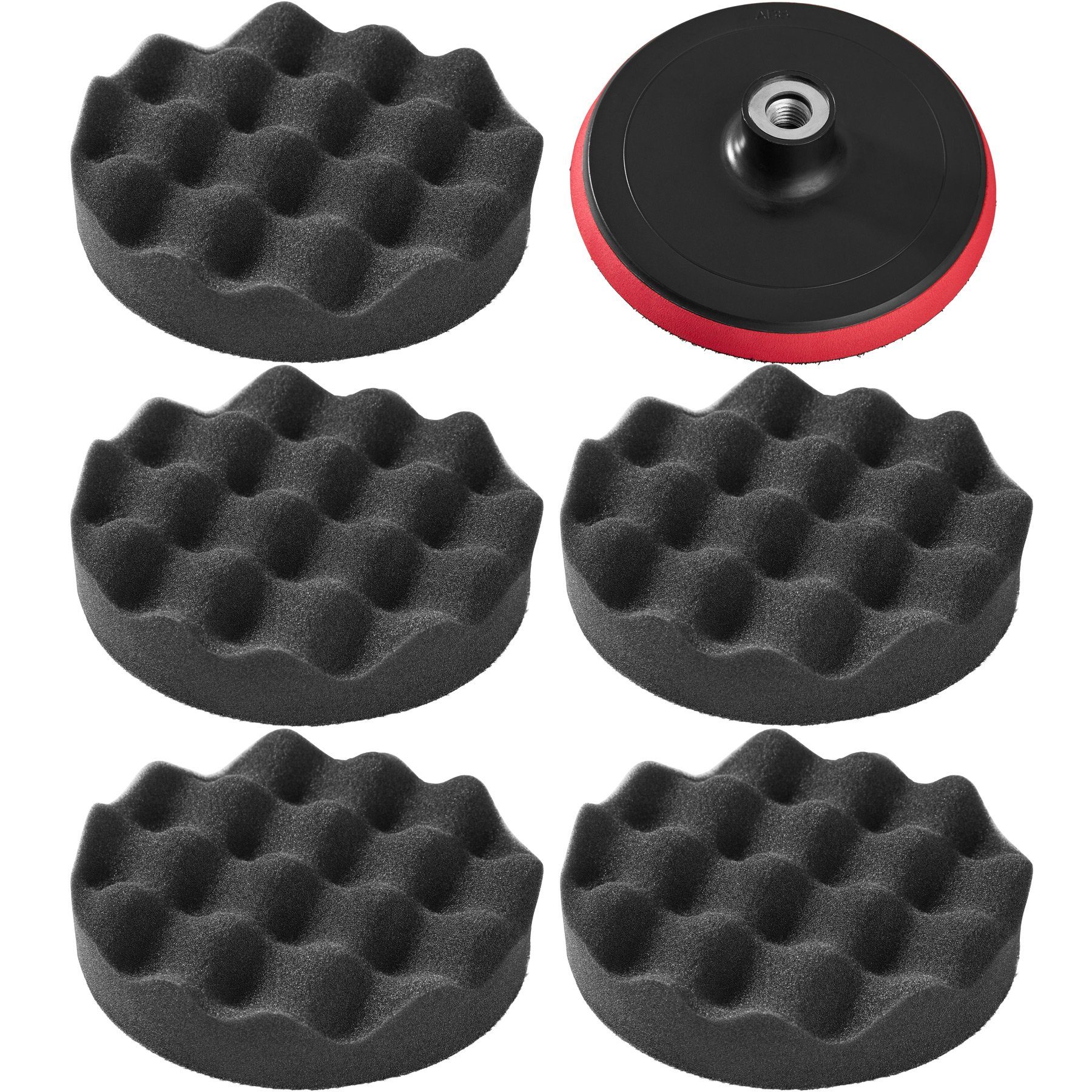 tectake Polierschwamm 6-teiliges Polierschwamm-Set, (1 St), 5 Polierschwämme 150 mm