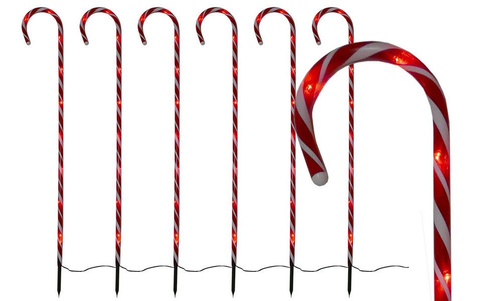 Gartenpirat LED-Lichterkette 6er-Set Zuckerrohrstab Zuckerstange Gartenstäb günstig online kaufen