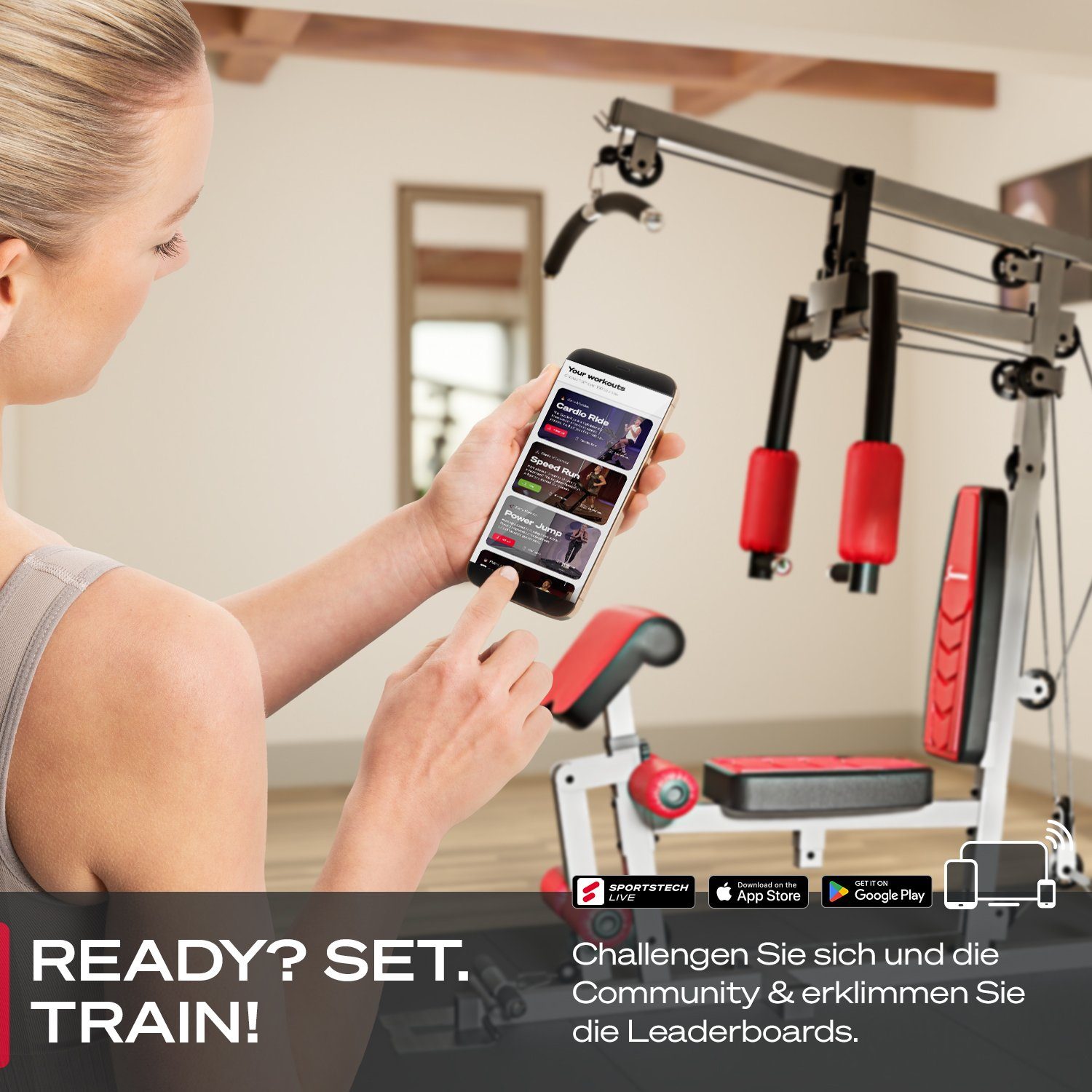 Sportstech Kraftstation HGX200, 45 Übungen, Dip Station, EVA-Polster