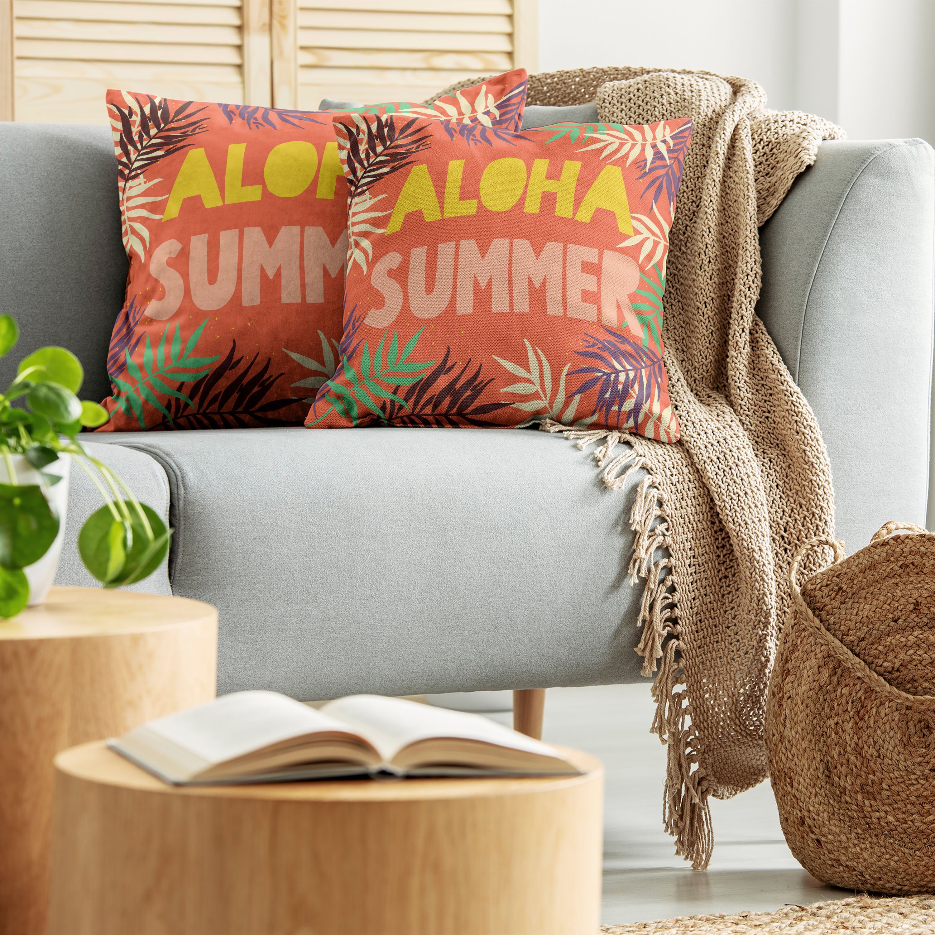 Accent Modern Sommer-exotischer Aloha Digitaldruck, Stück), Stil (2 Abakuhaus Kissenbezüge Aloha Doppelseitiger