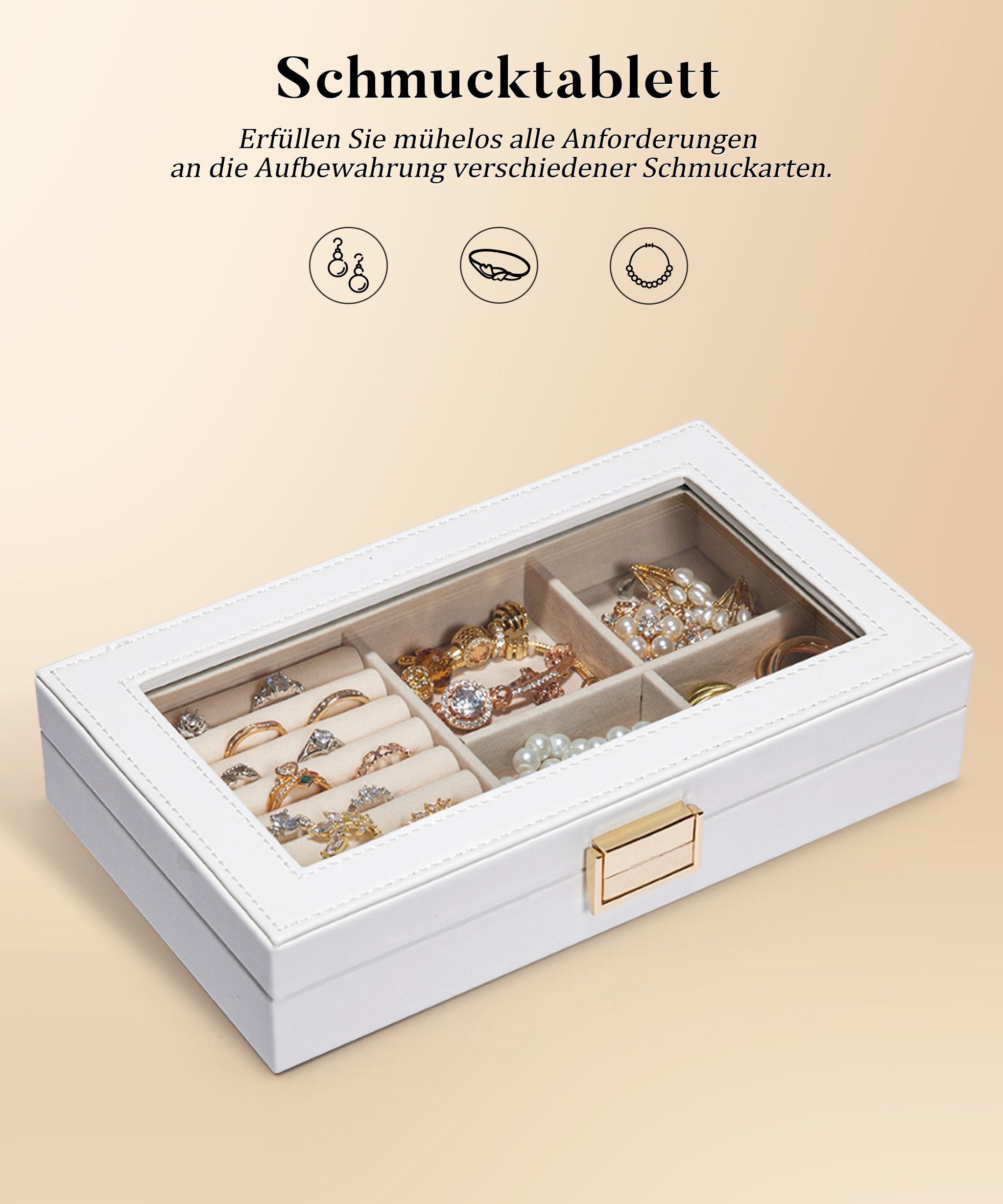 Yorbay Schmuckkasten Stapelbares Schmucktablett, mit Glasdeckel, günstig online kaufen