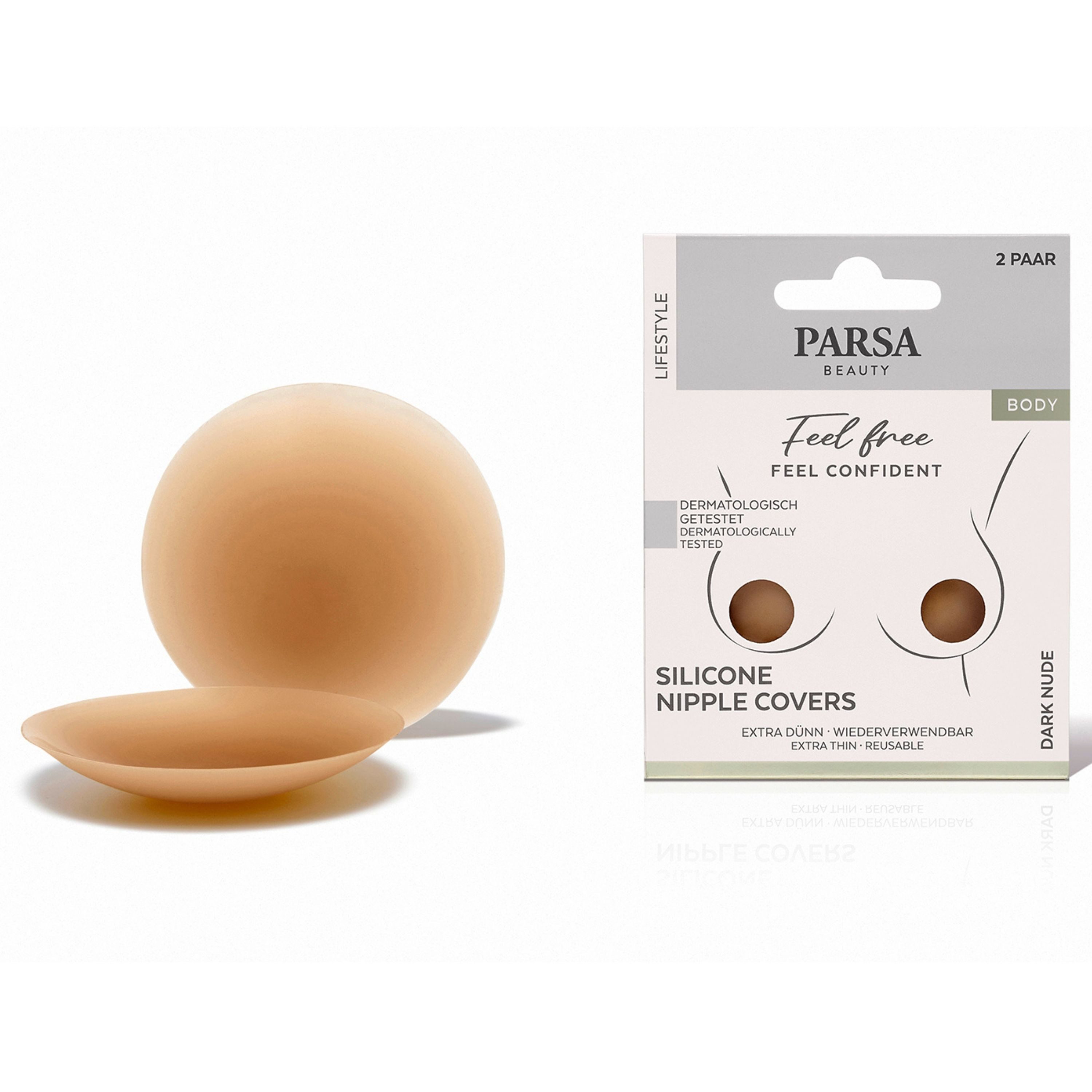 PARSA Beauty Set: Push-up-BH Lifestyle Silicone Nipple Covers in Dunkelbeige, wiederverwendbar