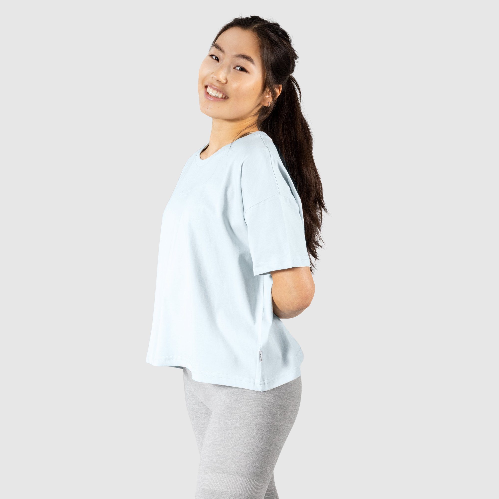 Smilodox T-Shirt Giana Oversize, 100% Hellblau Baumwolle