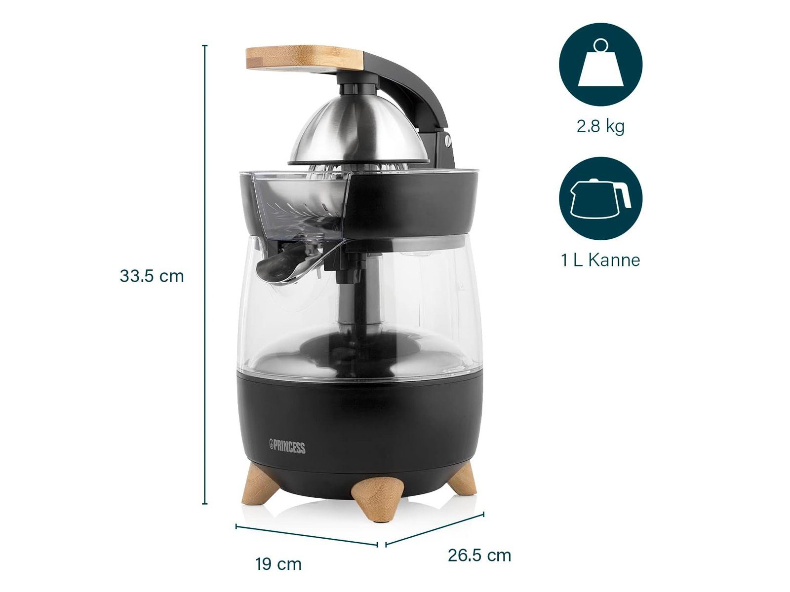 PRINCESS Zitruspresse, 300 W, elektrische Zitronen Saft-Maschine Obst-Presse Profi Entsafter Juicer