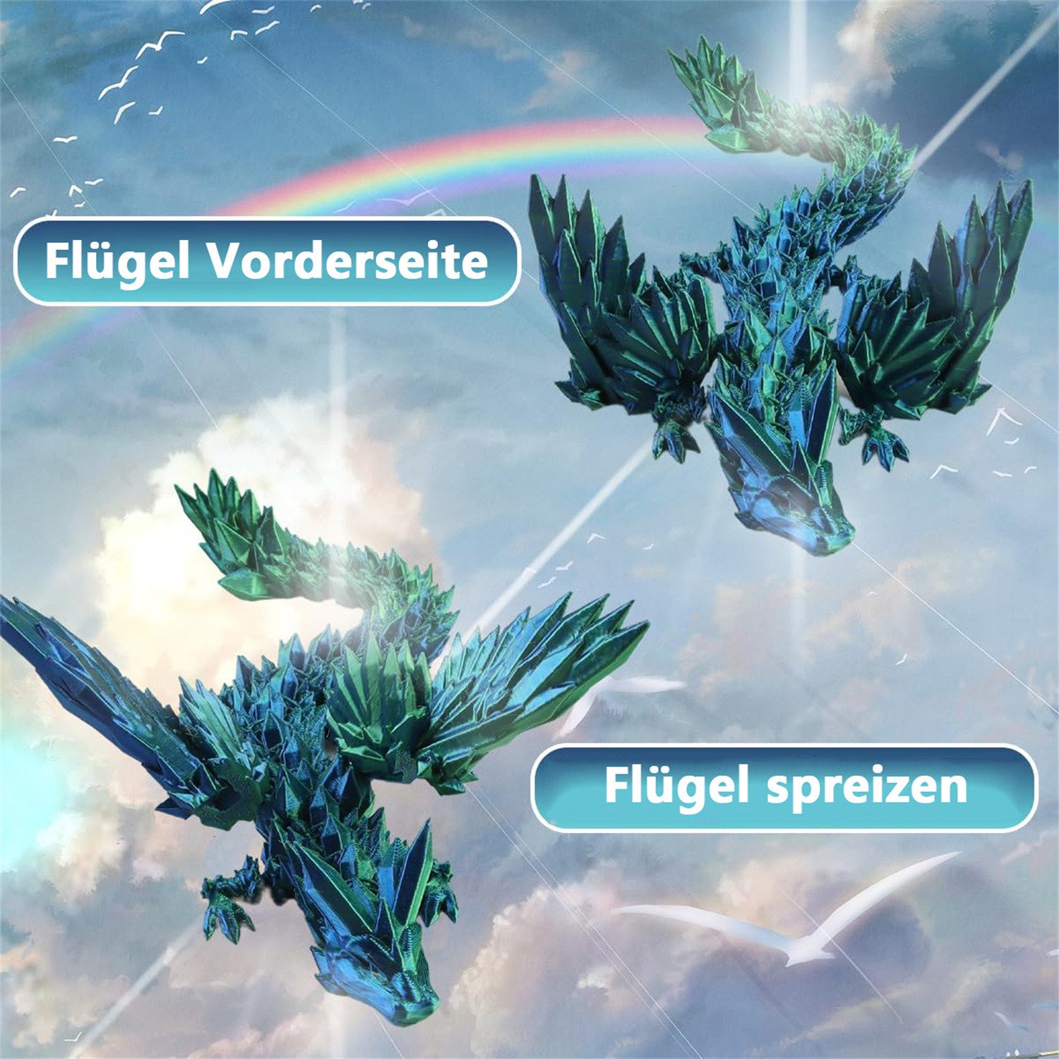 Rhein Beleuchtung Fantasy-Figur 3D-gedrucktes Kristall-Drachenmodell (mit D günstig online kaufen