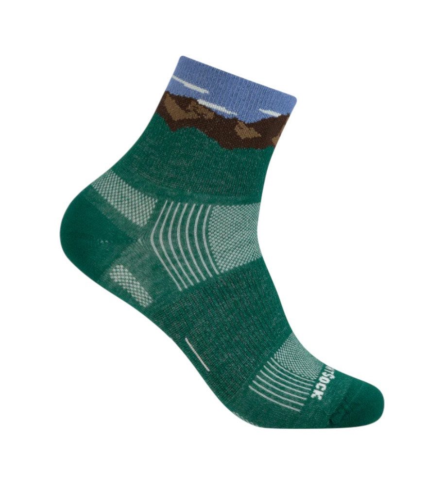 Wrightsock Sportsocken Quarter Plus Stride Motivsocken (knöchelhoch, mitteldick)