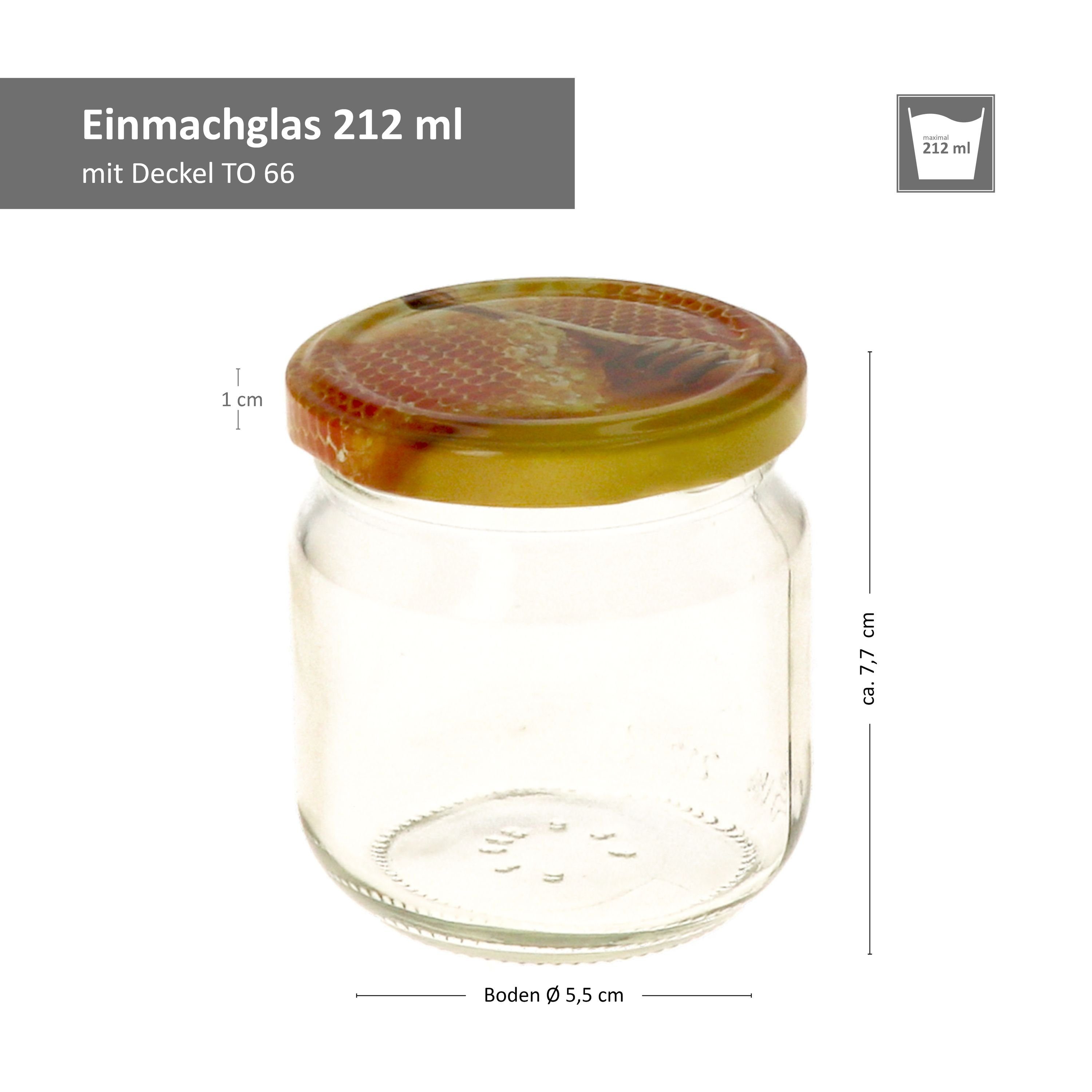 75er Deckel Honigwabe 212 nieder MamboCat mit Rezeptheft, Set Glas Carino Rundglas Einmachglas ml