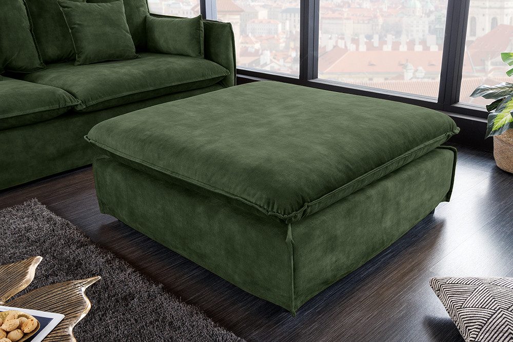 riess-ambiente Sitzhocker HEAVEN 100cm dunkelgrün · Hussensofa inkl. Kissen & abnehmbaren Bezug (Einzelartikel, 1 St), Wohnzimmer-Hocker · Samt-Bezug · Federkern-Polsterung · Landhausstil