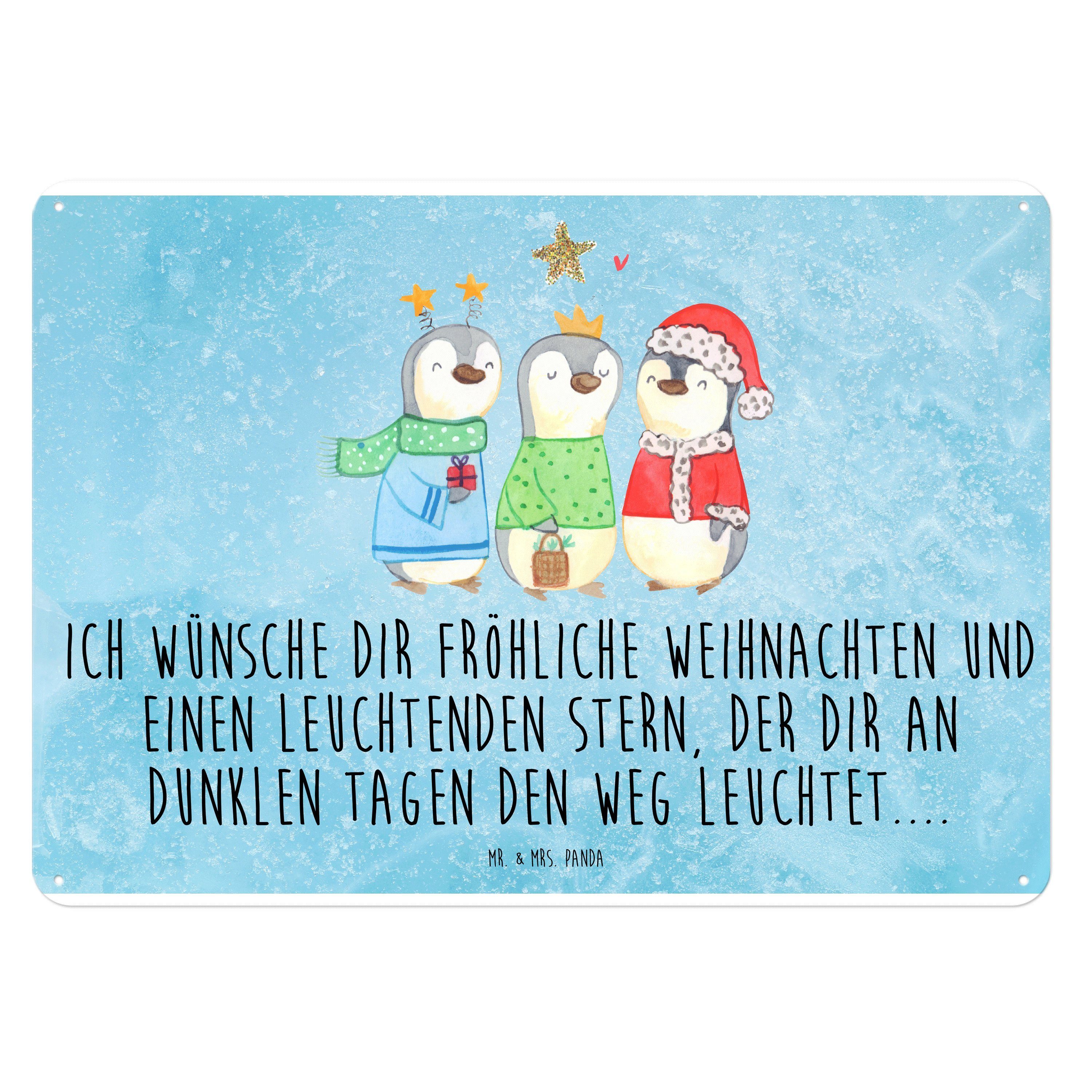 Mr. & Mrs. Panda Metallschild DIN A4 Winterzeit Heilige drei Könige - Eisblau - Geschenk, Advent, M, (1 St)