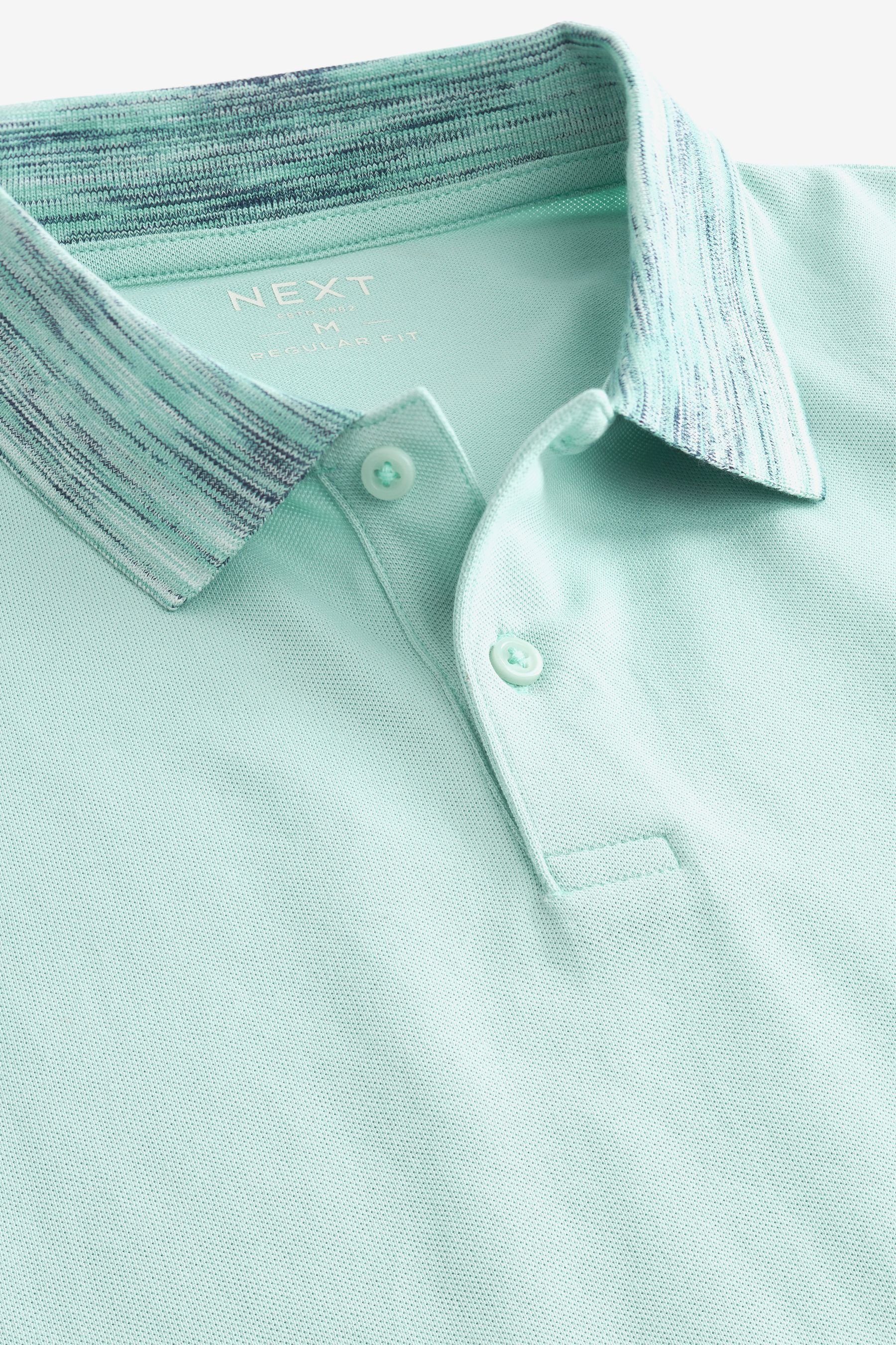 Poloshirt Green im Space Kragenstreifen Regular Collar Fit Next (1-tlg) Mint Dye mit Pikee-Poloshirt
