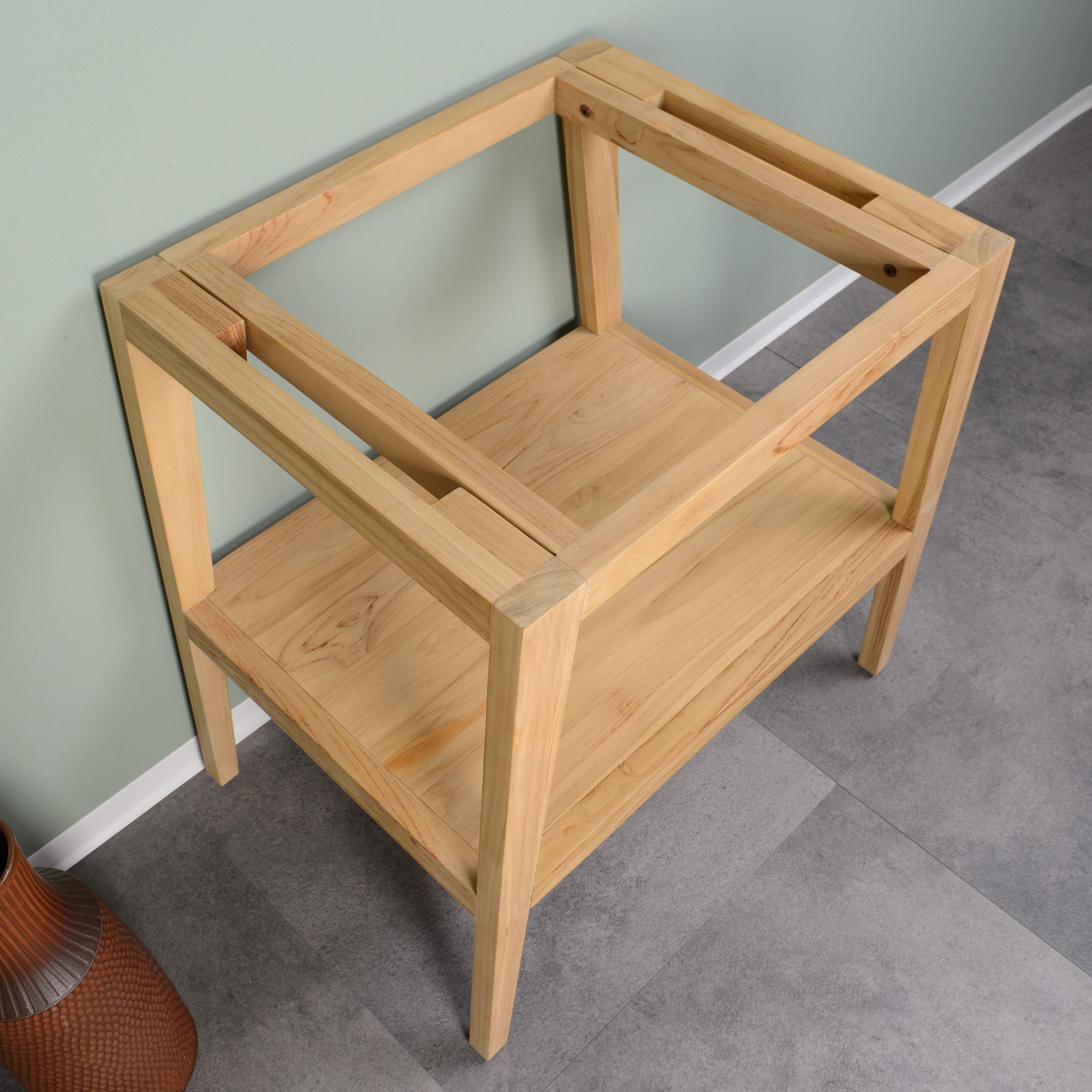 wohnfreuden Waschbeckenunterschrank Teakholz Waschtisch Untergestell TITIN 76 cm breit