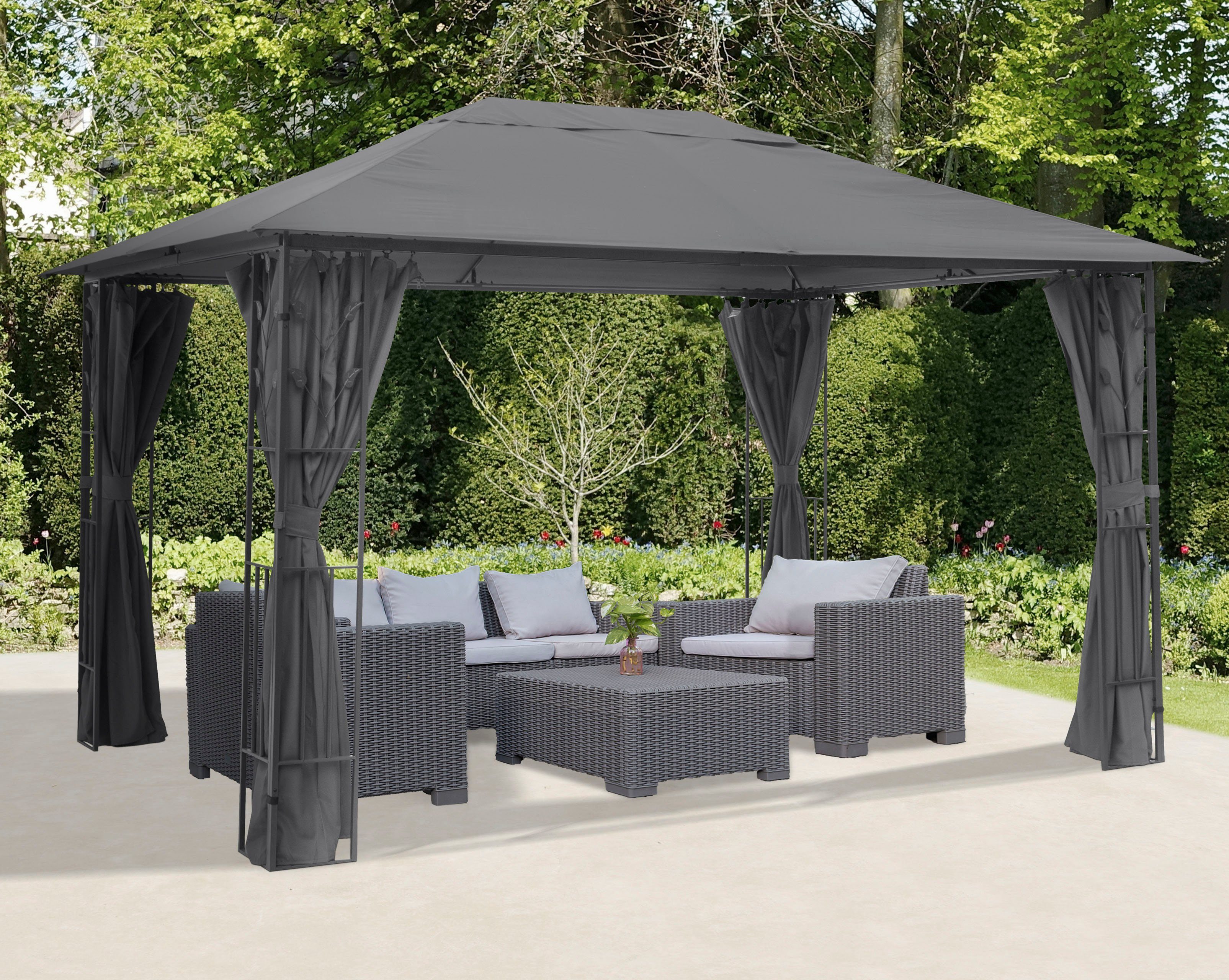 KONIFERA Pavillon Athen, BxT: 300x400 cm, Blätter-Optik, inkl. 4 Seitenteil günstig online kaufen