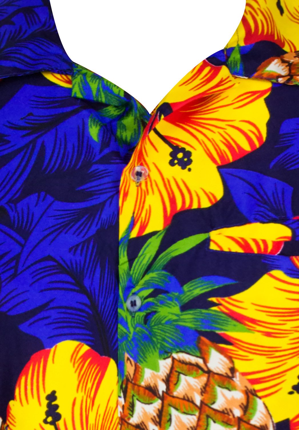 King Kameha Hawaiihemd Pineapple Hibiscus Funky Hawaii-Hemd Kurzarm Front-Tasche Unisex