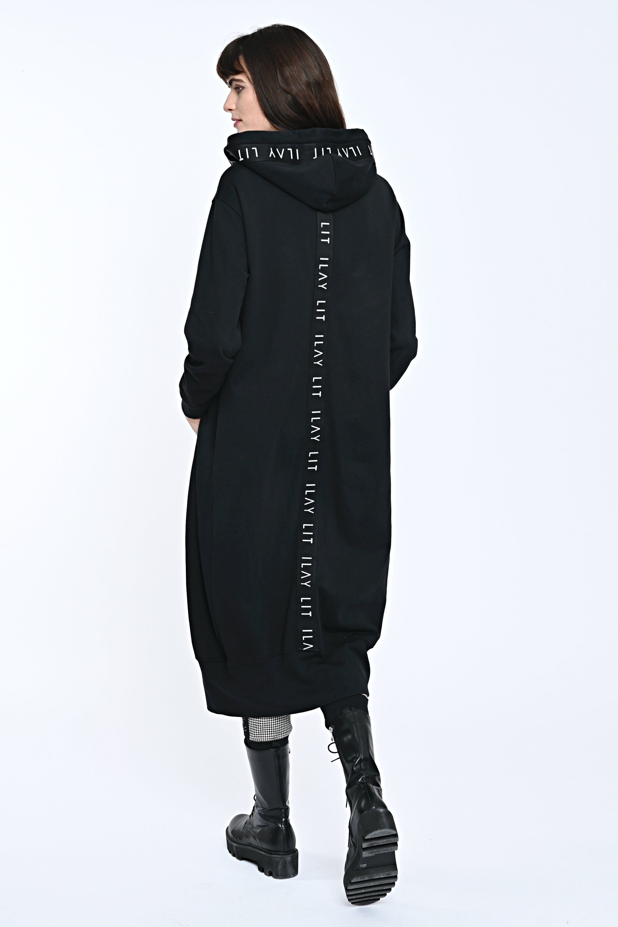 ILAY Lit Kapuzensweatjacke Langer Sweat- Kapuzenmantel, Black günstig online kaufen