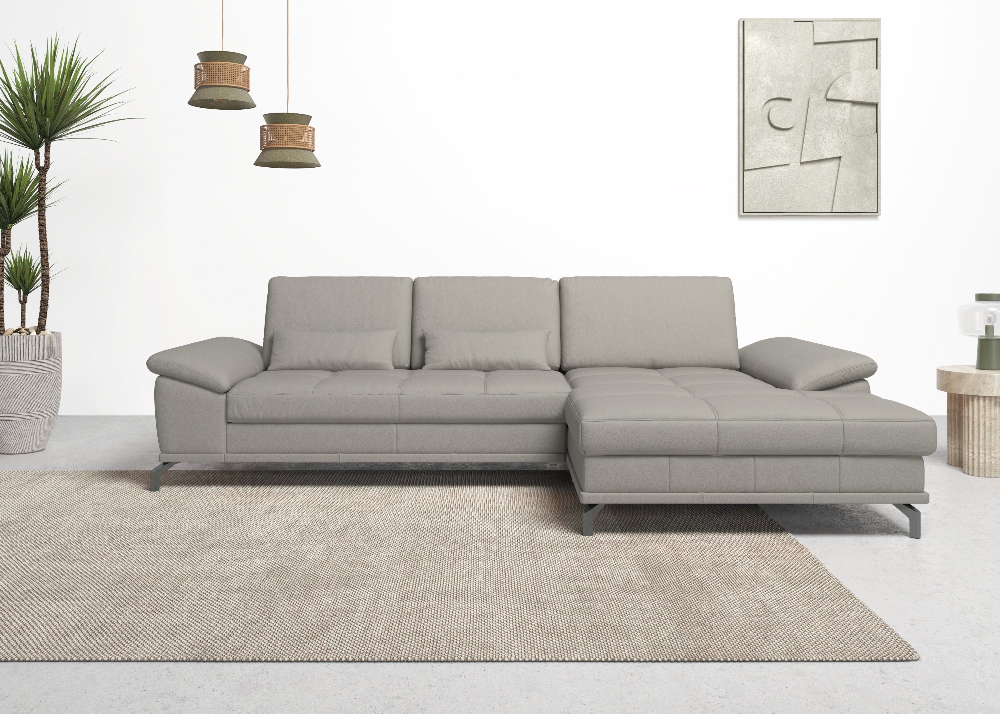 OTTO home Ecksofa Costello L-Form, B: 301 cm mit Sitztiefen-, Armteilverstellung &, 3 Nierenkissen, optional Bettfunktion & Bettkasten