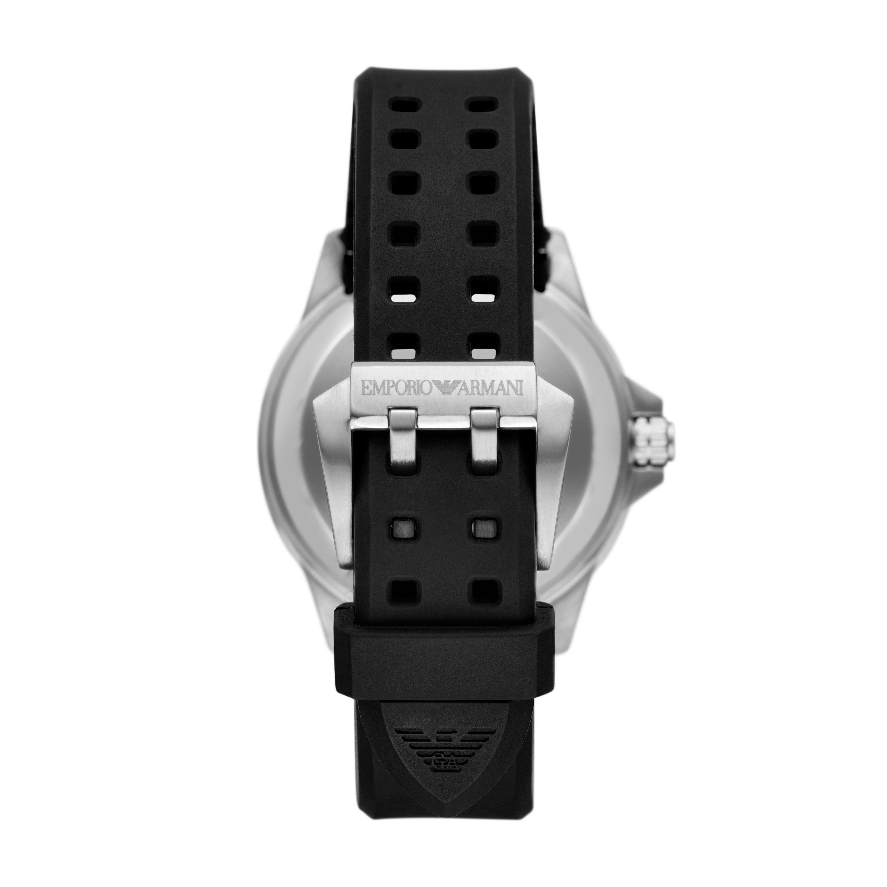 Emporio Armani Automatikuhr AR60086, Armbanduhr, Herrenuhr, Mechanische Uhr, Silikonarmband, analog, Tag