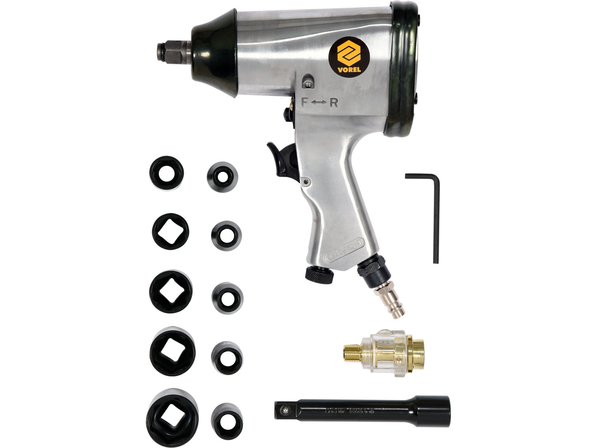 Sthor Druckluft-Schlagschrauber Druckluft Schlagschrauber 1/2“, 340 Nm, 0-7000 min⁻¹,  16-Teilig, 340 Nm, (komplett)