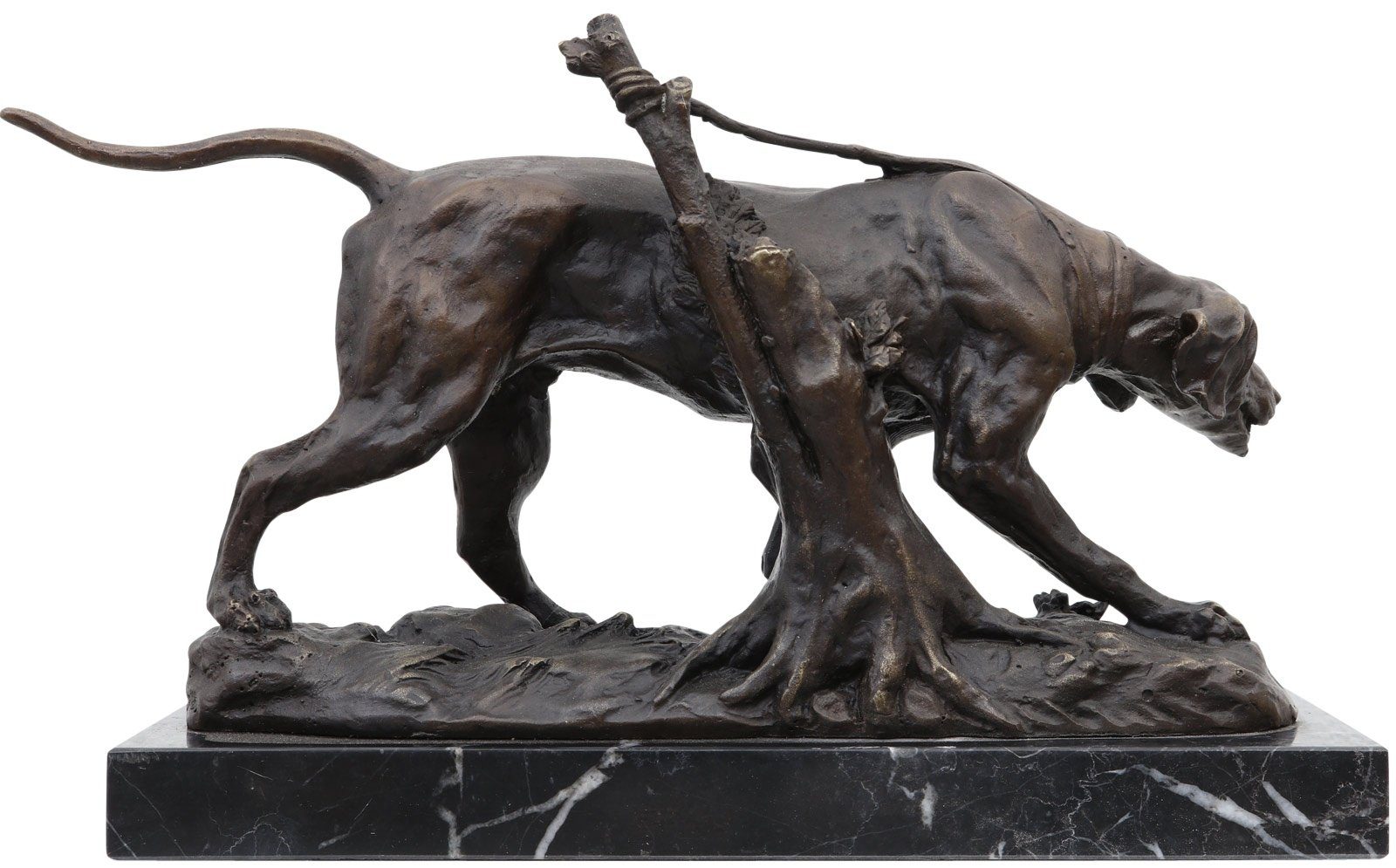 Antik-S im Bronzeskulptur Bronzefigur Bronze Aubaho Jadhund Skulptur Hund Statue Figur
