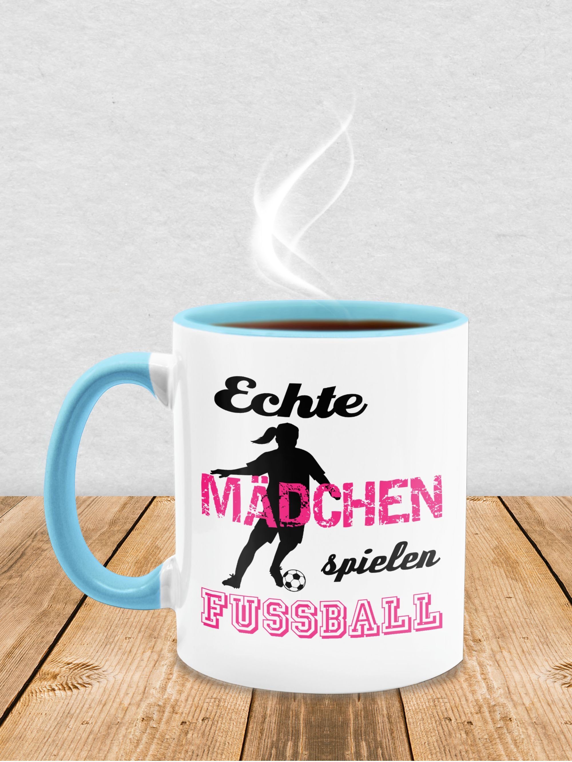 Shirtracer Tasse Echte Keramik, Statement Fußball spielen Hellblau Mädchen I, 1 Sprüche