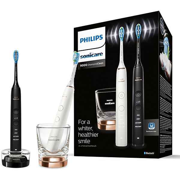 Philips Sonicare Elektrische Zahnbürste DiamondClean 9000 HX9914/57, Aufsteckbürsten: 2 St., mit Schalltechnologie, 2er Set, Ladeglas