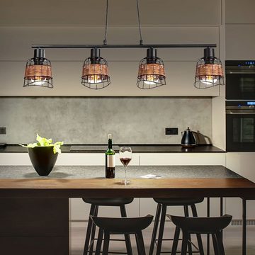 etc-shop Hängeleuchte, Leuchtmittel nicht inklusive, Pendelleuchte Rattan Esszimmer Deckenlampe Küche hängend Hängelampe