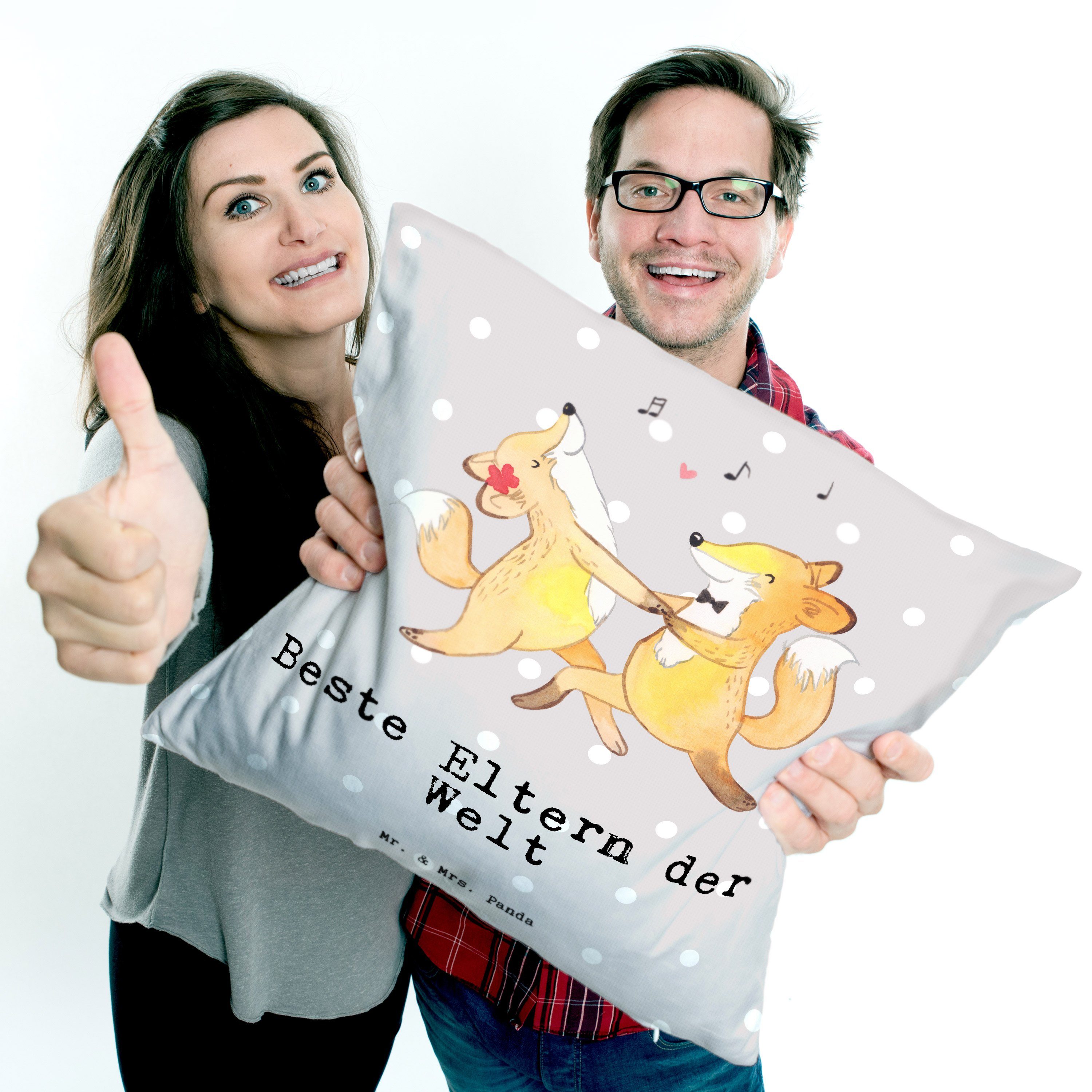 der Mrs. Mr. Beste Geschenk, Panda Fuchs Grau Pastell - & - Dekokissen Schenken, Eltern Fami Welt