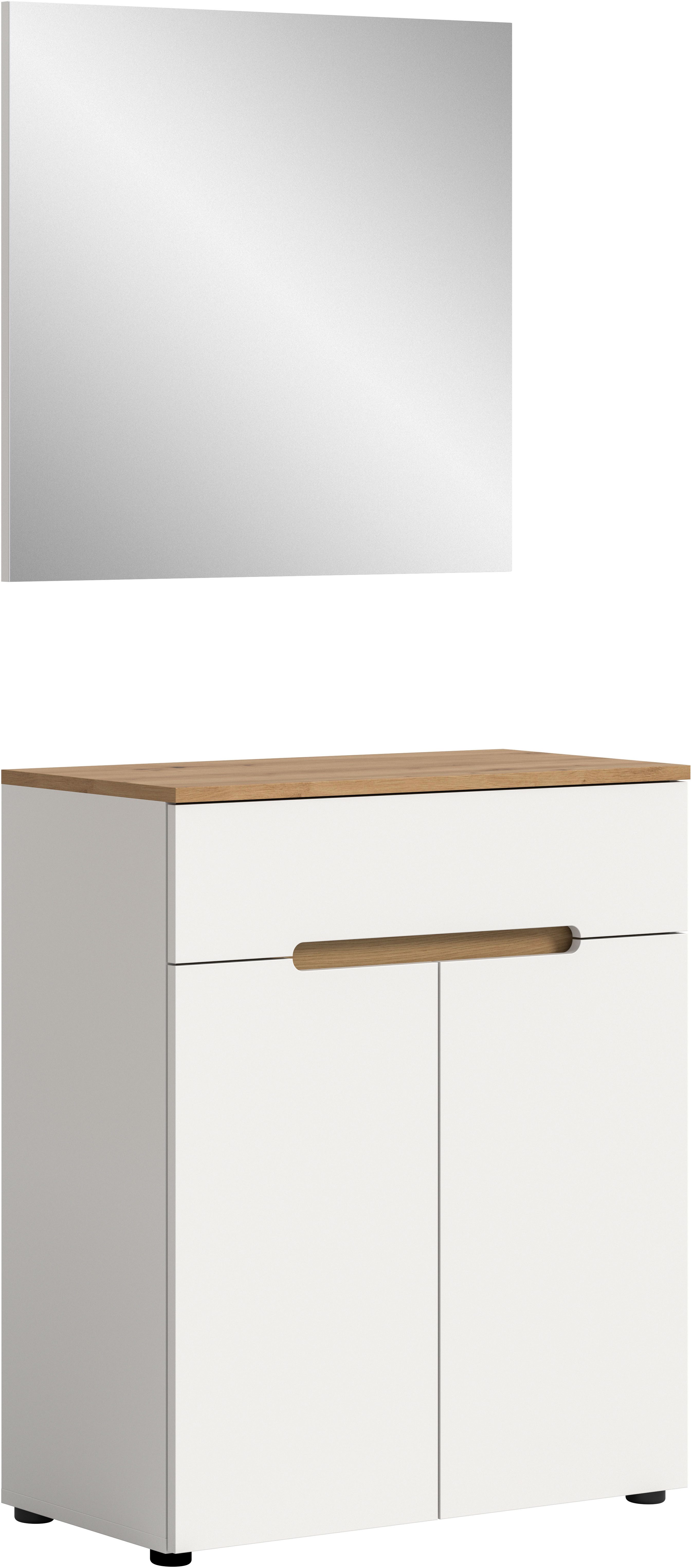 Home affaire Garderoben-Set REHAT, TOPSELLER!, 2-teilig, Breite 80cm, individuell erweiterbar, (Set, 2-St., bestehend aus: Garderobenspiegel und Schuhkommode), Garderobenkombination, Kombination, Set, Flurgarderobe, Diele