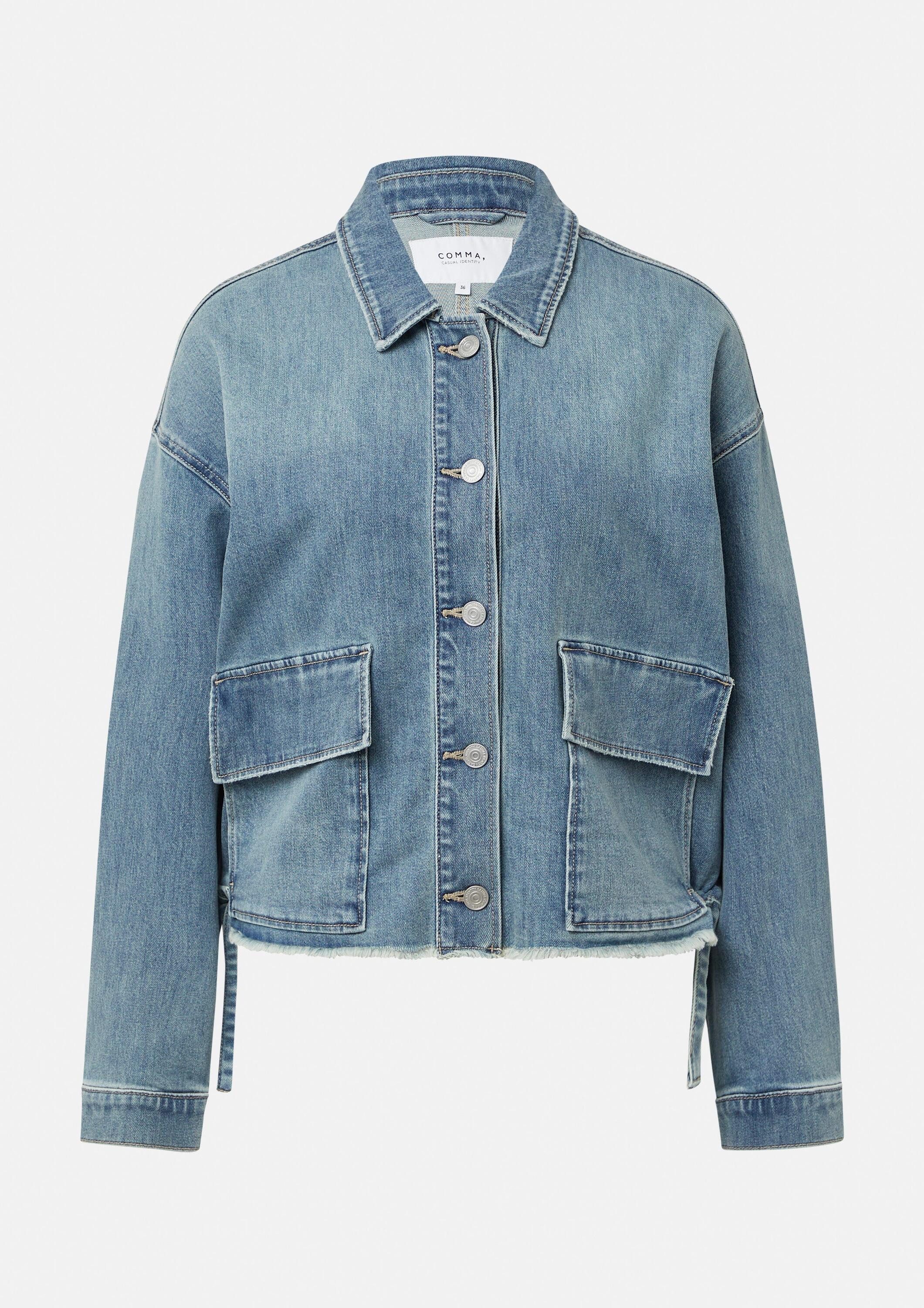 comma Funktionsjacke Indoor-Jacke Lässige Denimjacke mit Pattentaschen