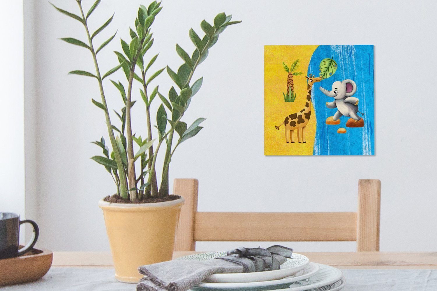 Meer, Elefant für (1 Strand St), Leinwand Giraffe - Schlafzimmer Wohnzimmer Leinwandbild - Bilder OneMillionCanvasses® -