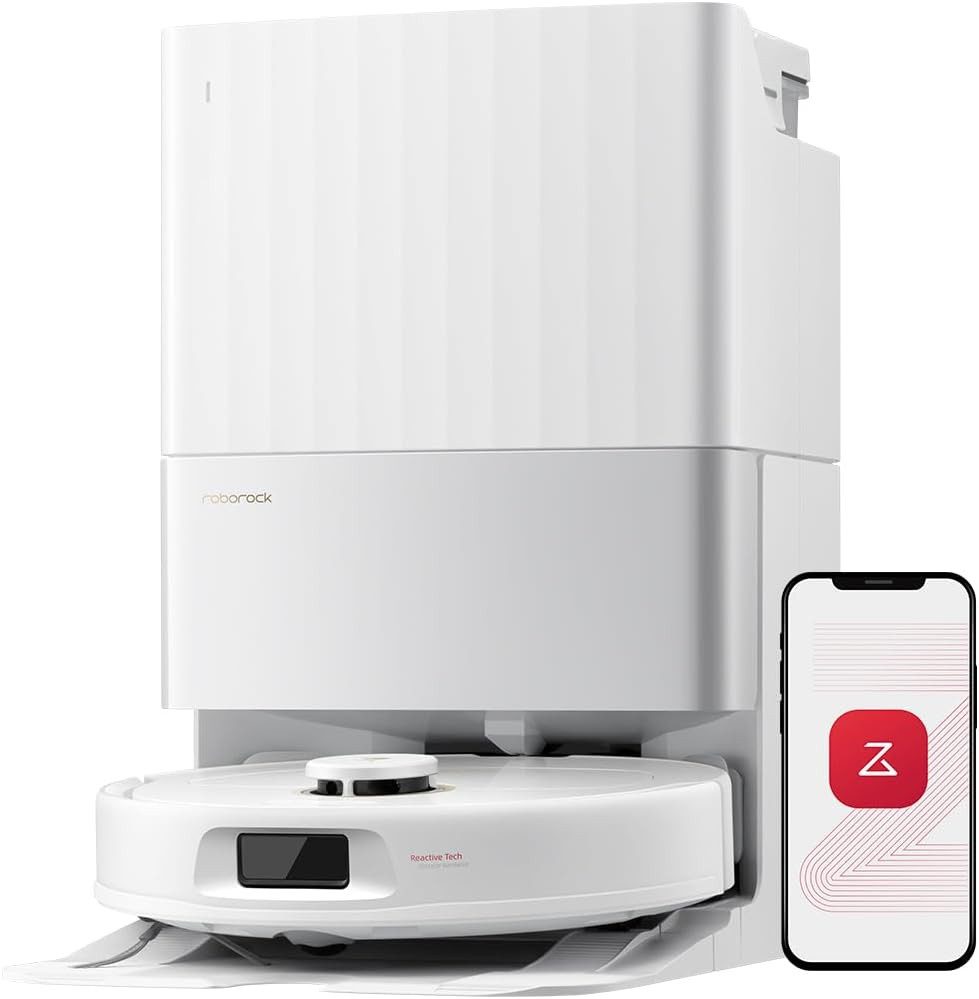Roborock Вакуумный робот Qrevo S5V Вакуумный робот mit Wischfunktion&Hebarem Wischmopp, 60 W, 12.000Pa Saugkraft, Zero-Tangle System, Warmlufttrocknung, Intelligente Hindernisvermeidung, Multifunktions-Dockingstation