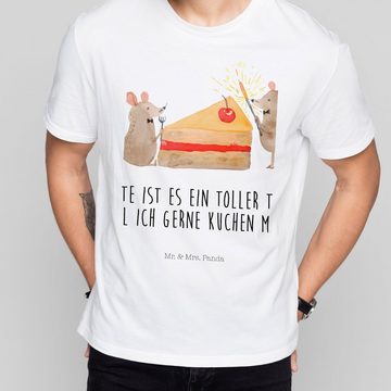 Mr. & Mrs. Panda T-Shirt Mäuse Kuchen - Weiß - Geschenk, Schlafshirt, Männer, Party, Frauen, G (1-tlg)