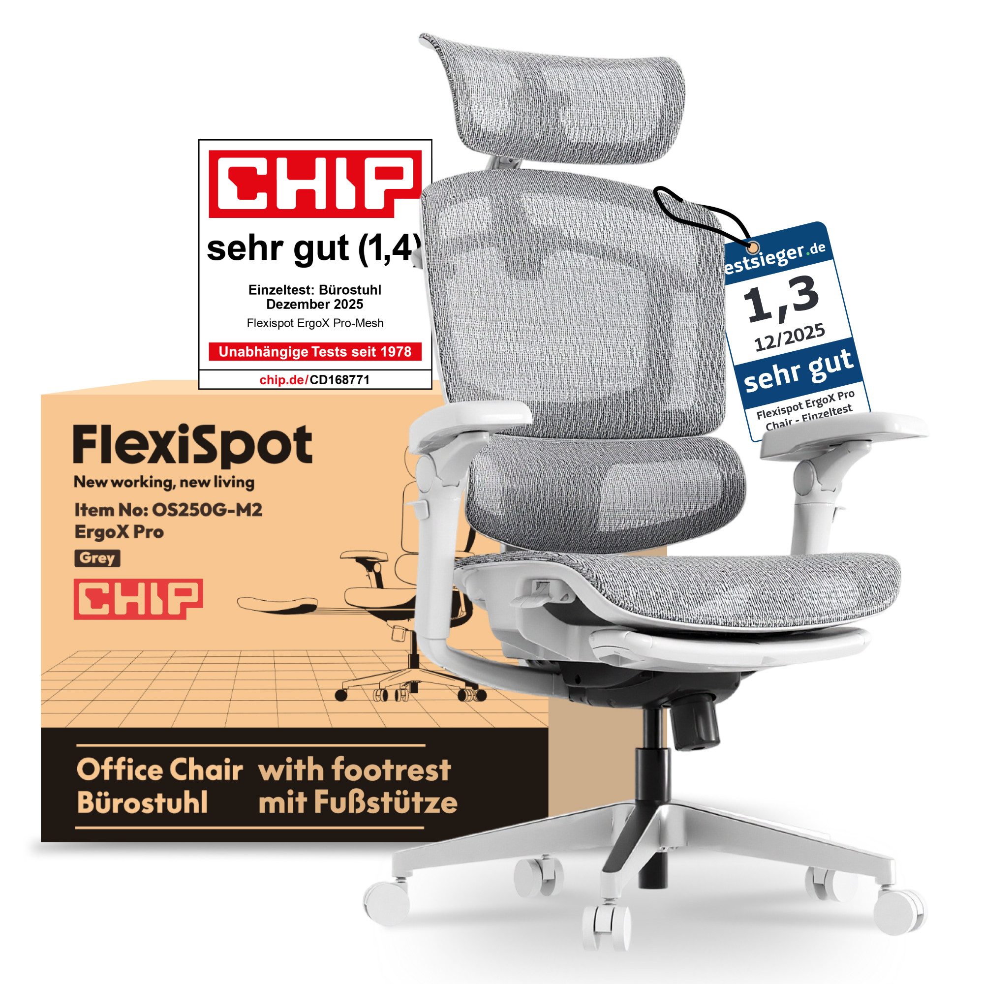 FLEXISPOT Bürostuhl ErgoX, Schreibtischstuhl Premium Ergonomischer (mit 7D- günstig online kaufen
