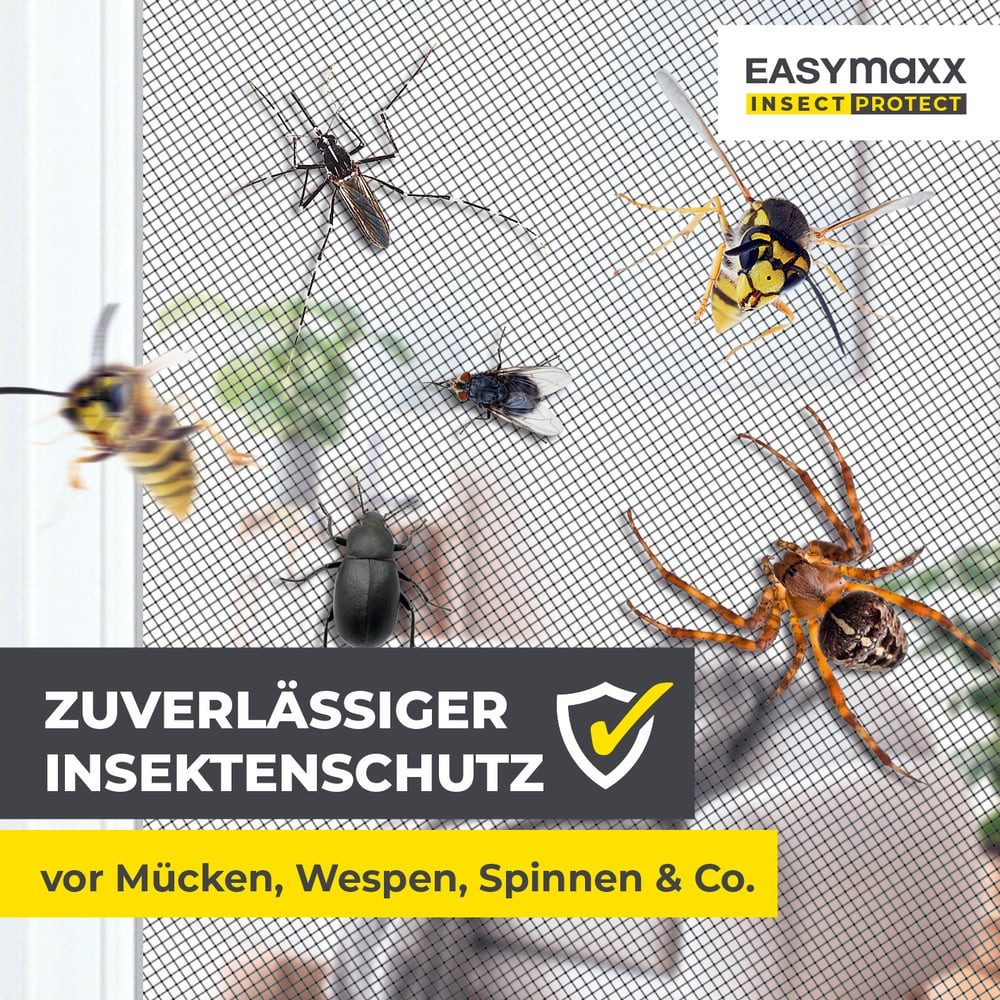 EASYmaxx Insektenschutz-Fensterrahmen ausziehbares Teleskop-Insektenschutzgitter,  weiß, (1-St), Fliegengitter Fenster, mit vormontierten Rahmen, Insektenschutz