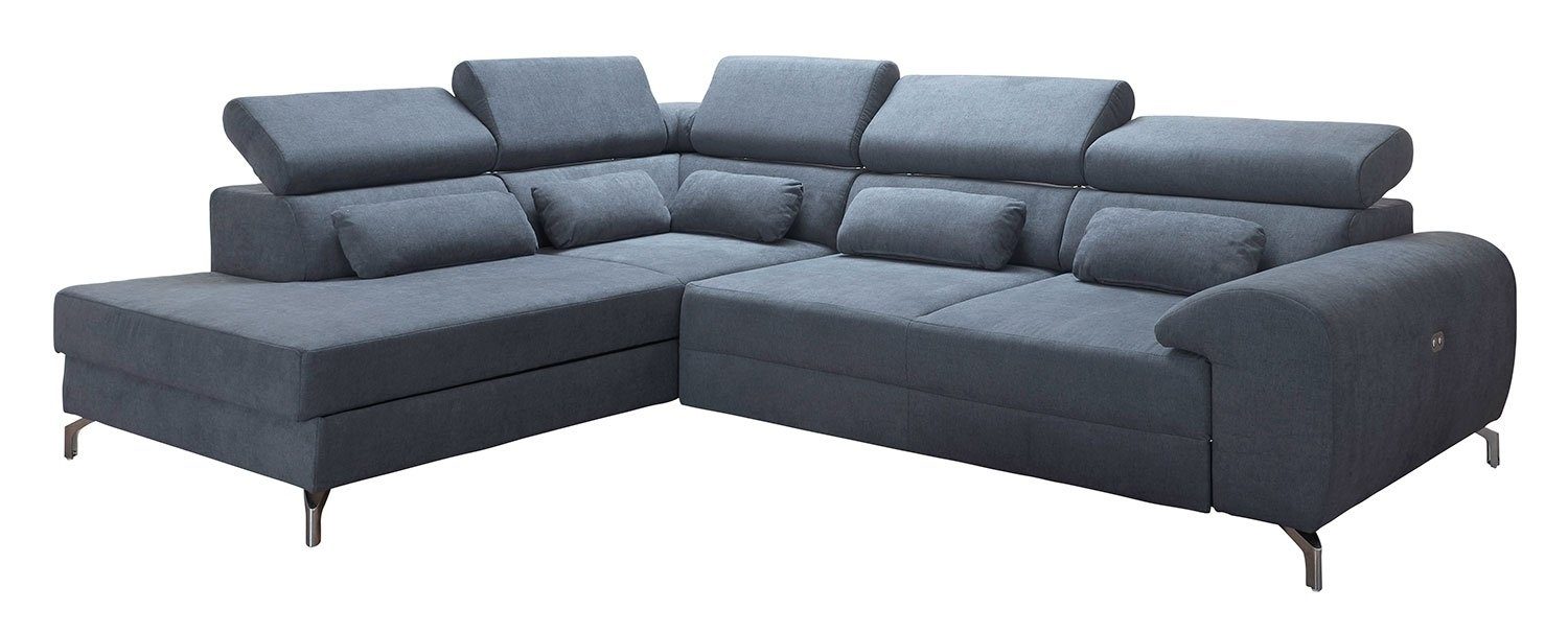 LIV'IN Sofa Polstergarnitur RIVERTON, B 218 x T 290 cm, Grau, Webstoff, mit 5 Nierenkissen und elektrischer Relaxfunktion