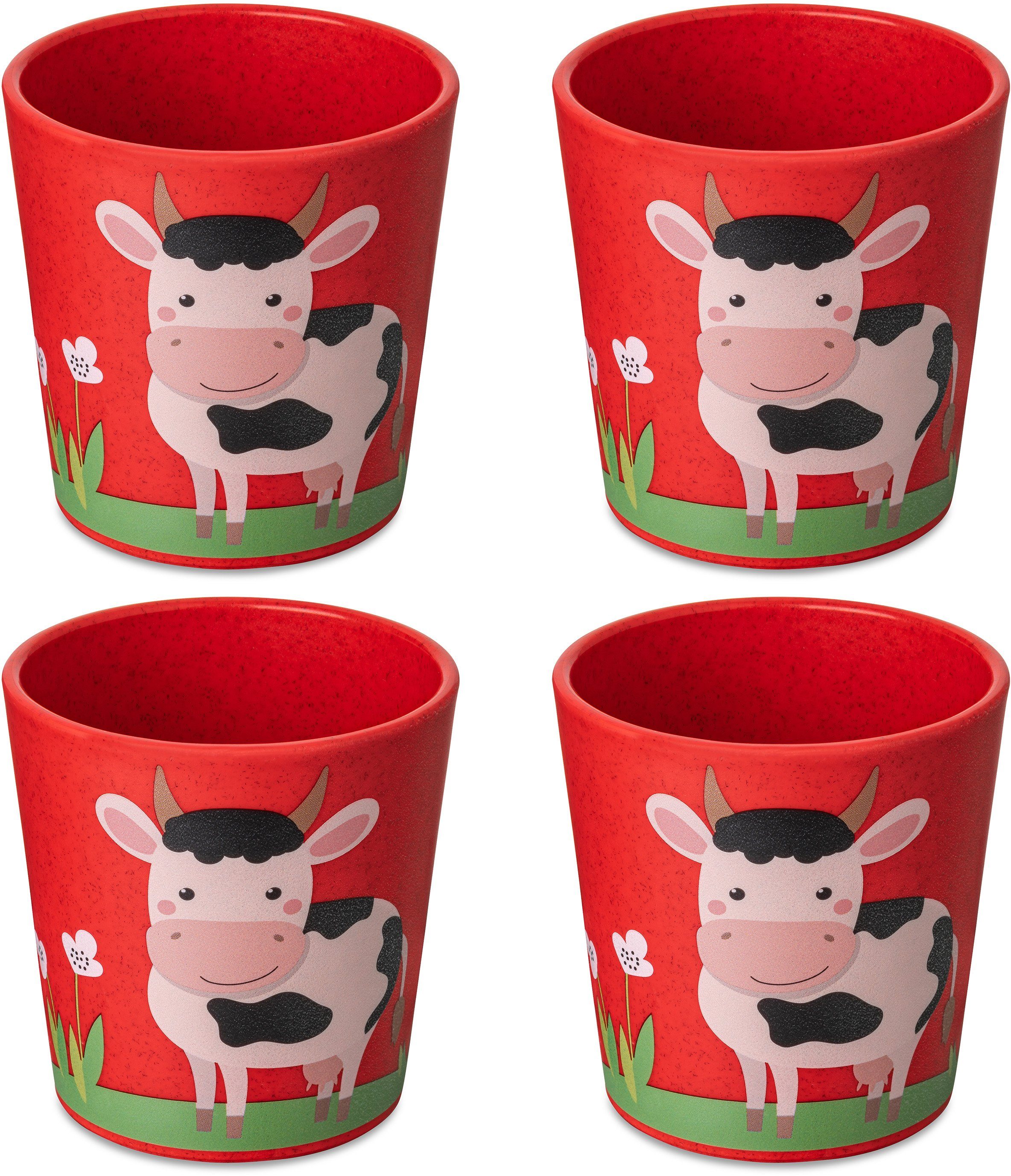 KOZIOL Kinderbecher CONNECT CUP S FARM, Kunststoff, 100% recycelbar, 190 ml, 4-teilig