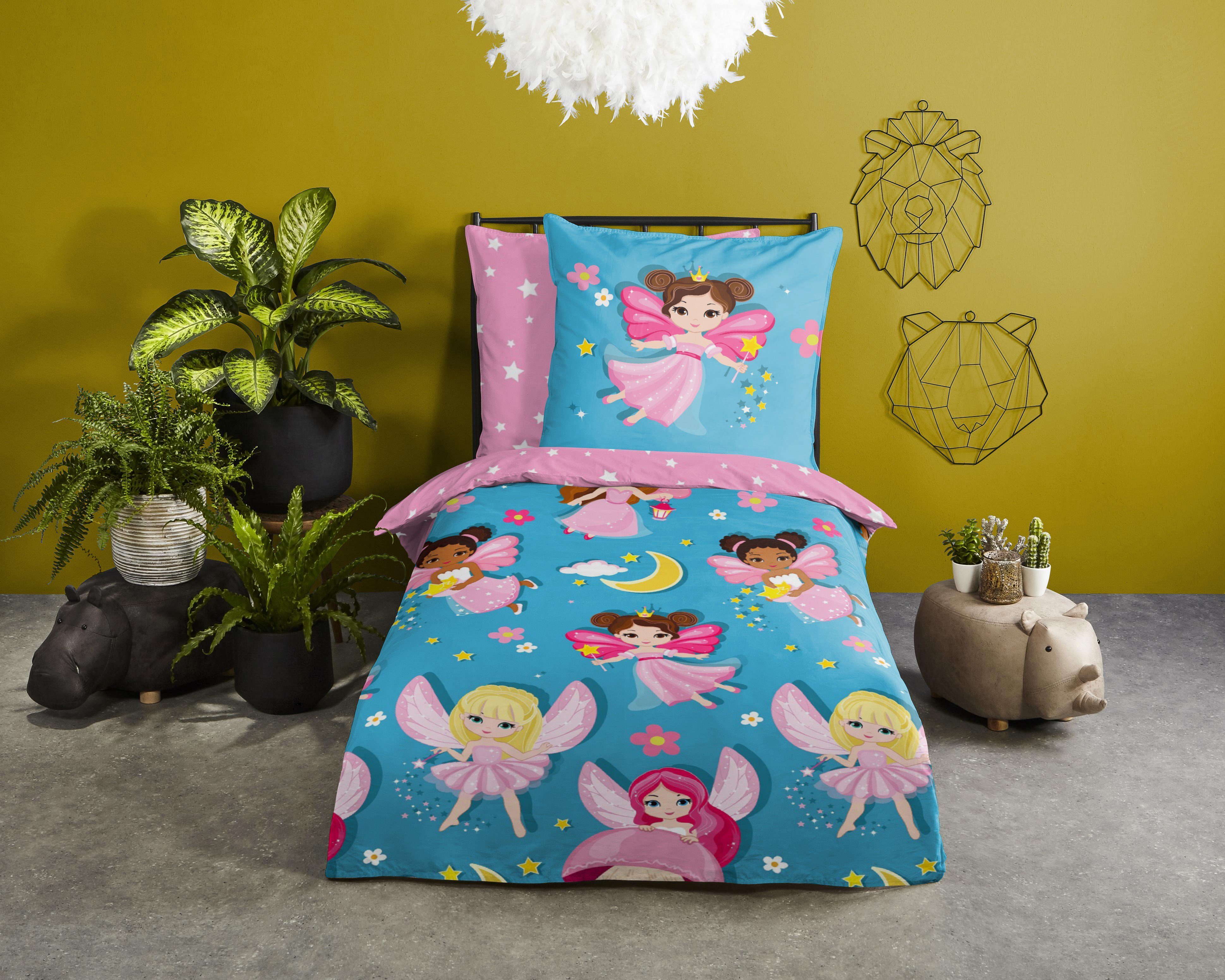 Kinderbettwäsche Good Morning Kids Kinder Bettwäsche 135x200 Fee Prinzessin rosa Wende