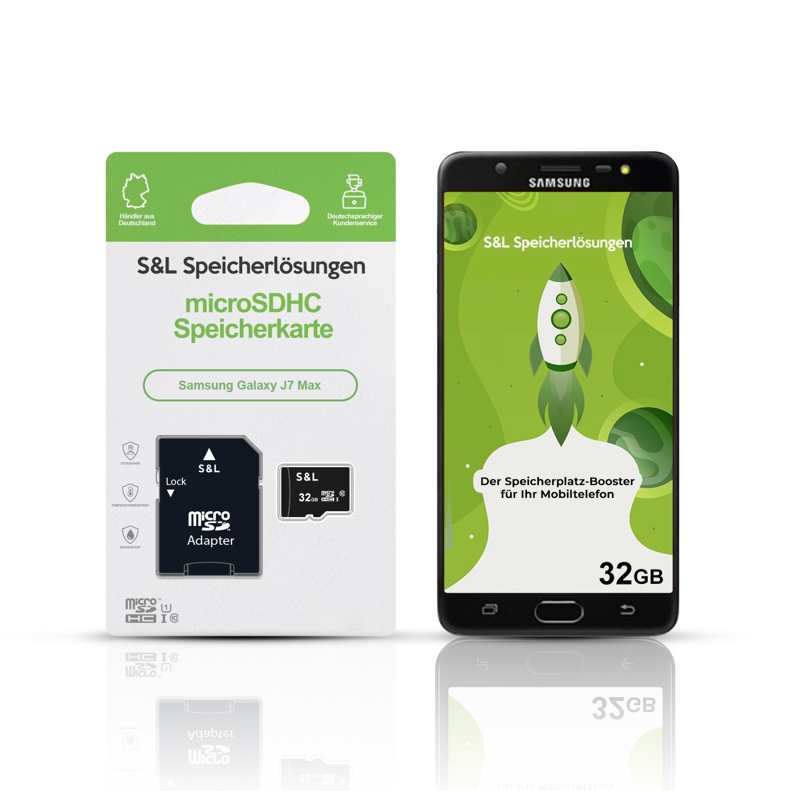 Tec-Expert microSD Karte S&L für Samsung Galaxy J7 Max Speicherkarte (32 GB, Class 10, microSDHC)