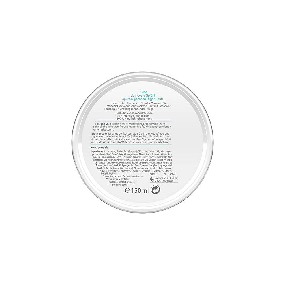 lavera Feuchtigkeitscreme Basis Sensitiv Allzweckcreme -Bio-Aloe Vera & Mandelöl -150 ml